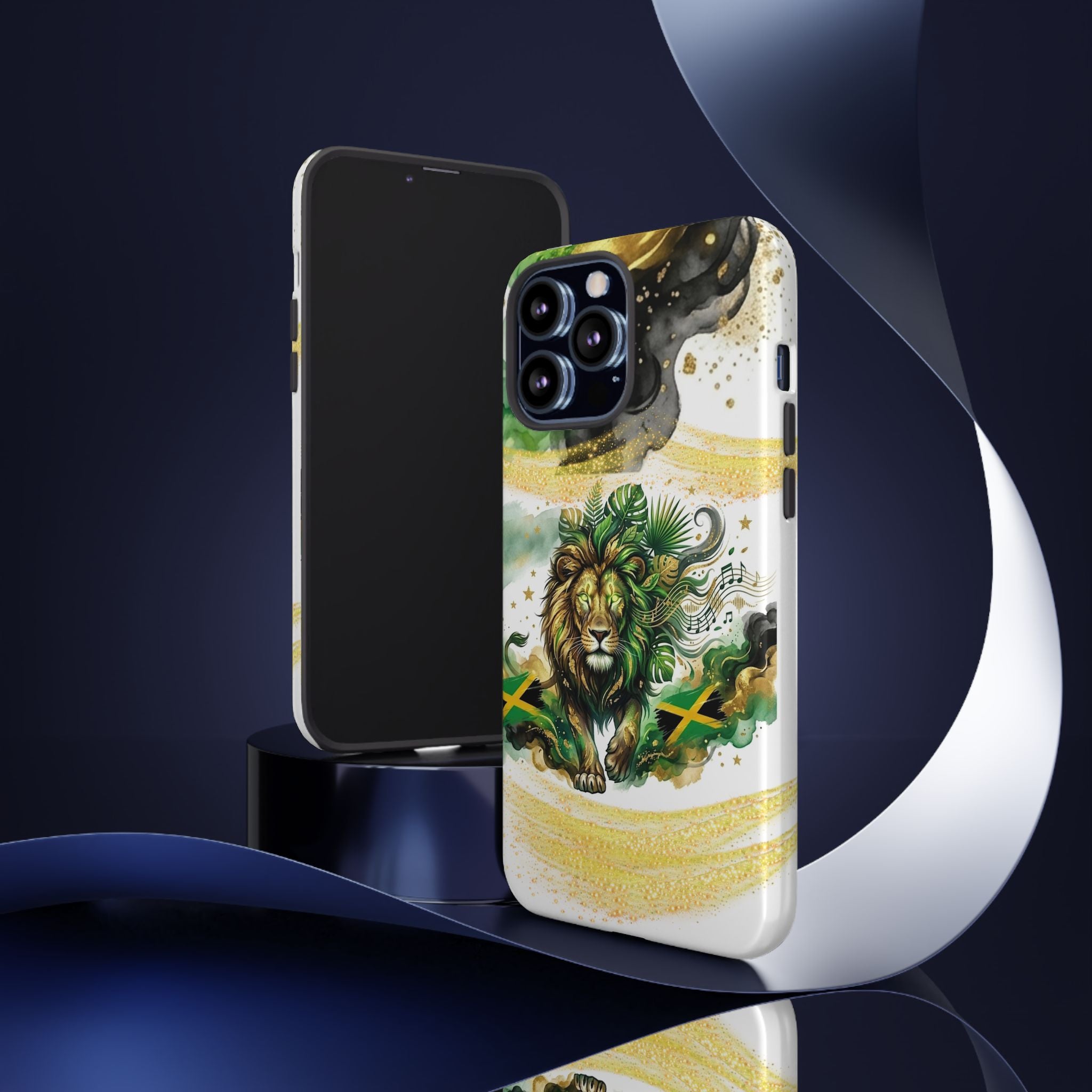 Reggae Lion Phone Case — Jamaican Flag Rasta Art Tough Phone Cover