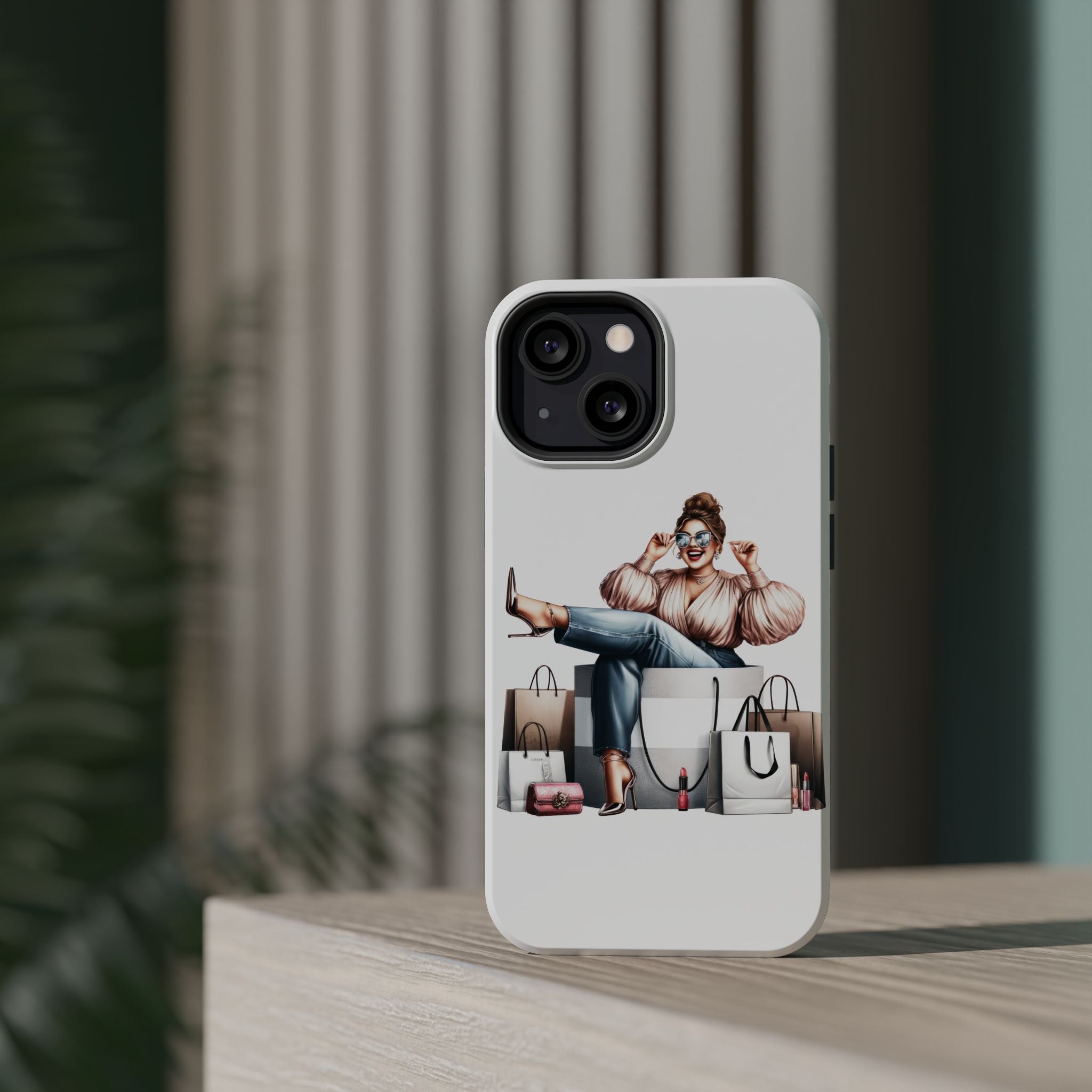 Magnetic Impact-Resistant Case — Luxury Shopper Goddess on Clouds Phone Cover