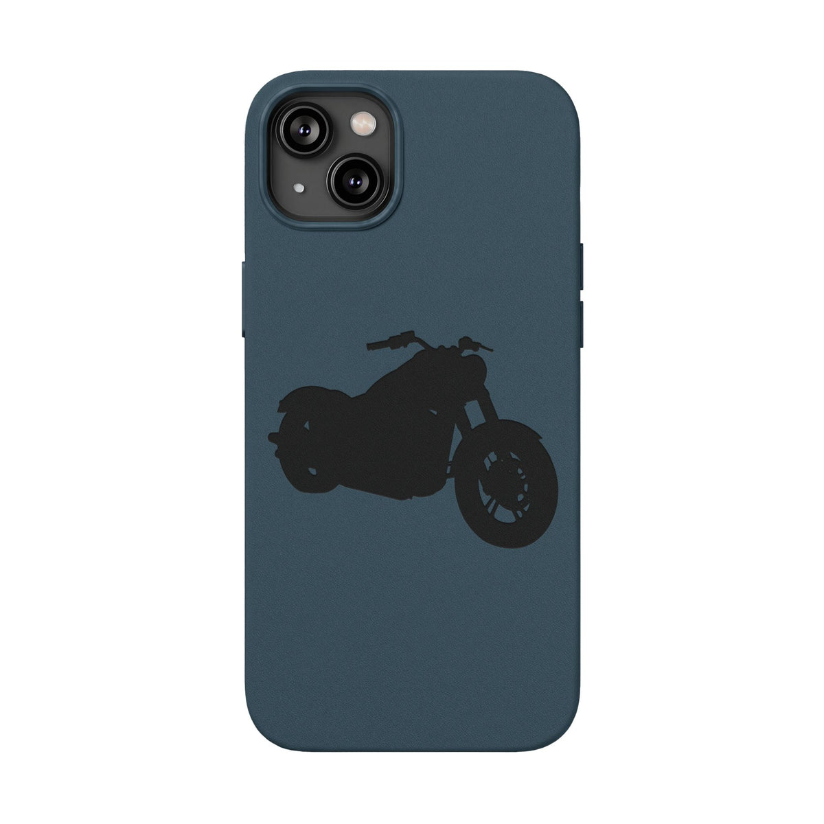 Engraved PU Leather Phone Case — Motorcycle Silhouette
