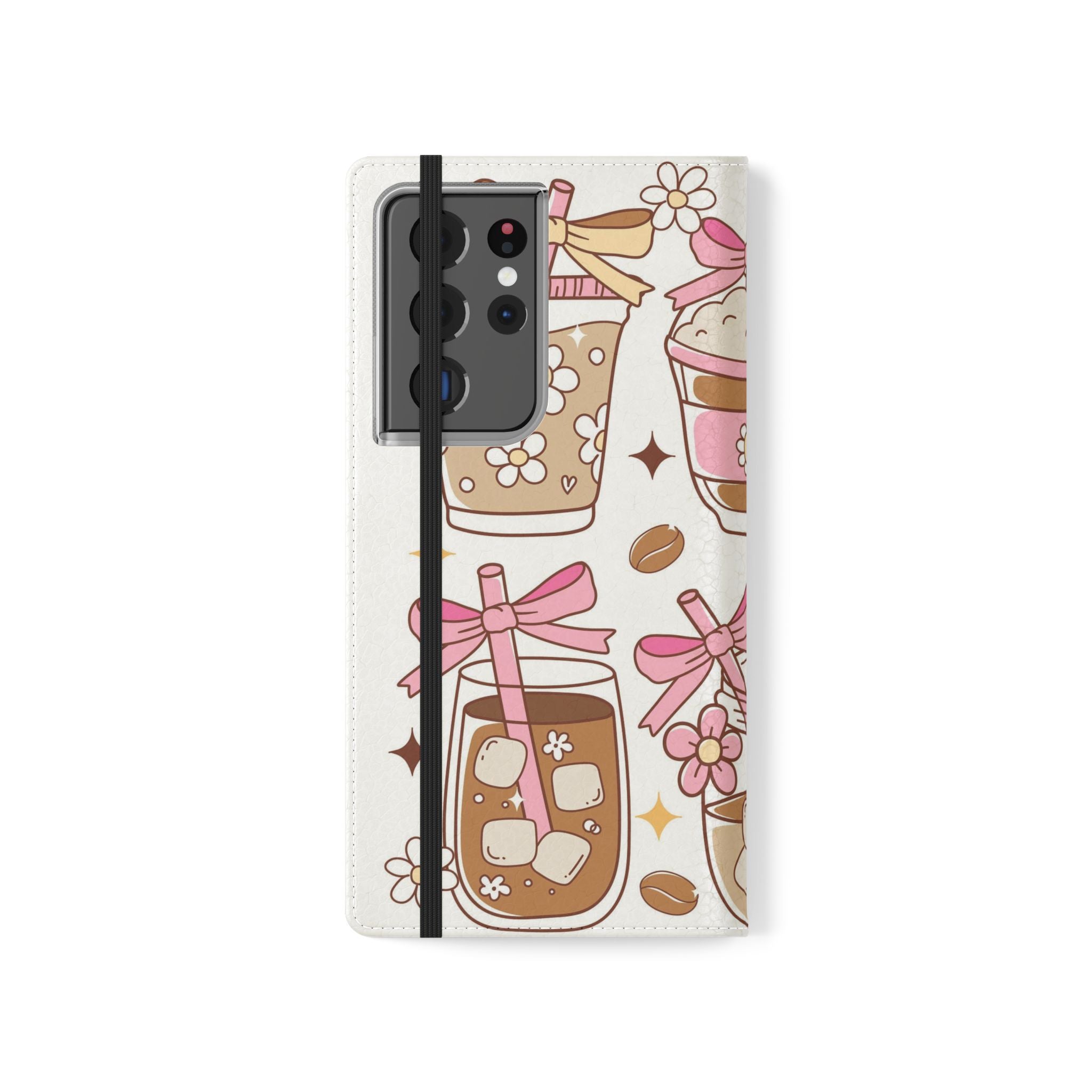 Cute Coffee & Latte Flip Phone Case – Cozy Boba & Dessert Wallet Cover