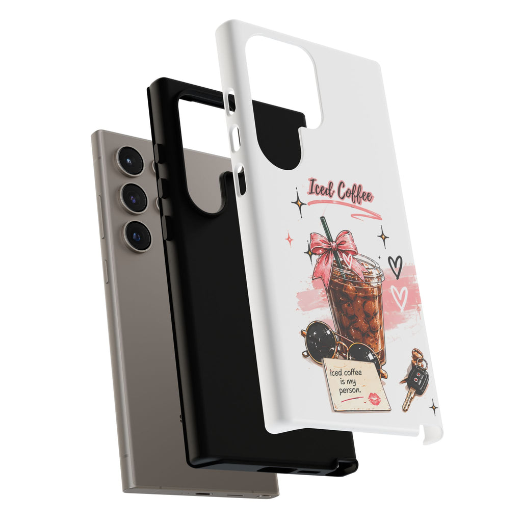 Iced Coffee Phone Case – Cute Pink Boba Design ("Iced coffee is my person")