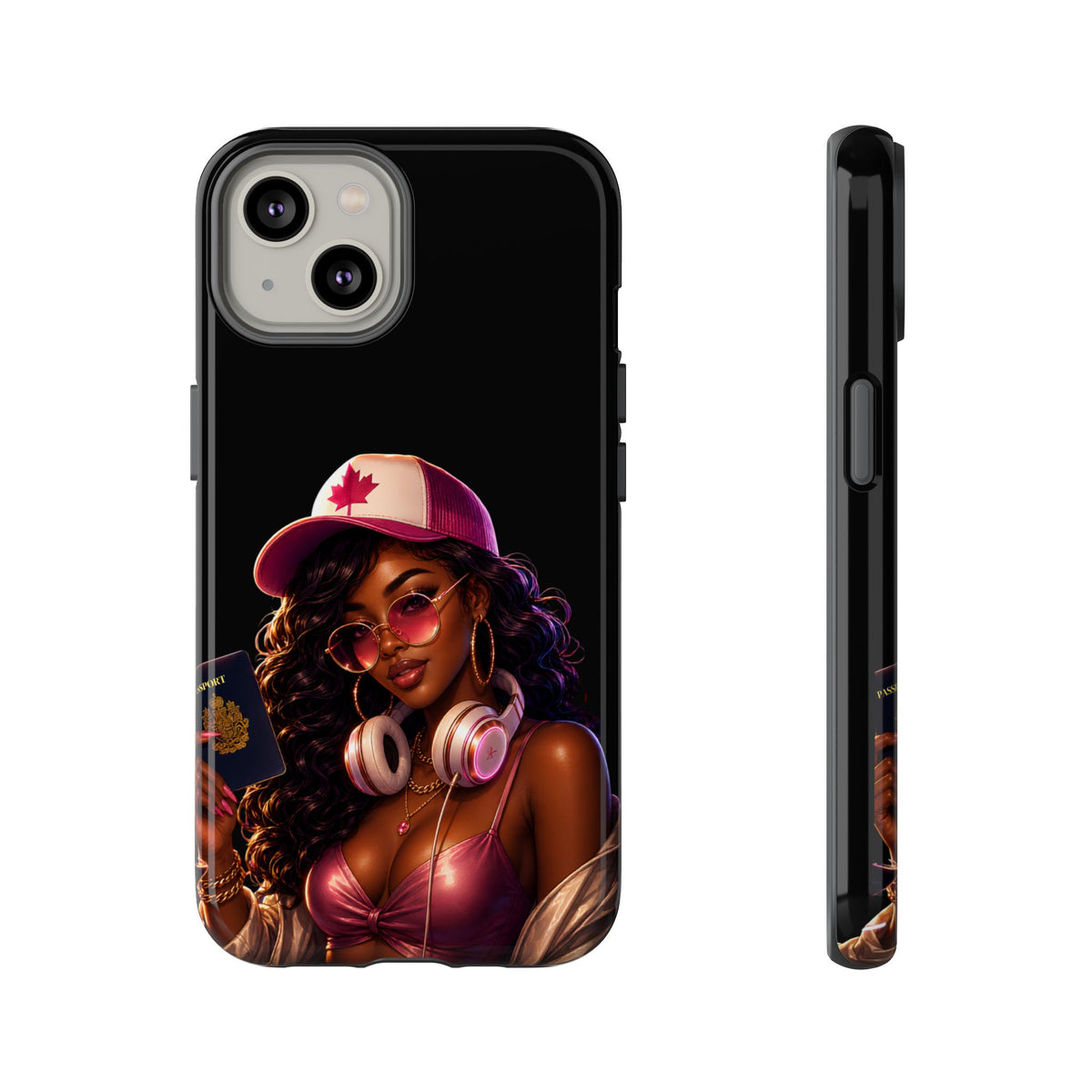 Phone Case - Cool Urban Woman with Headphones & Maple Hat