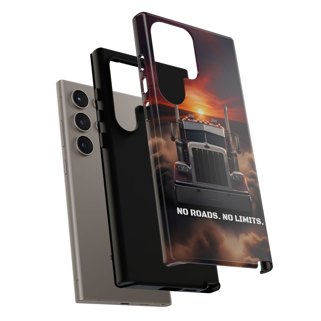 Truck Phone Case — "No Roads. No Limits." Sunset Semi Truck Protective Case