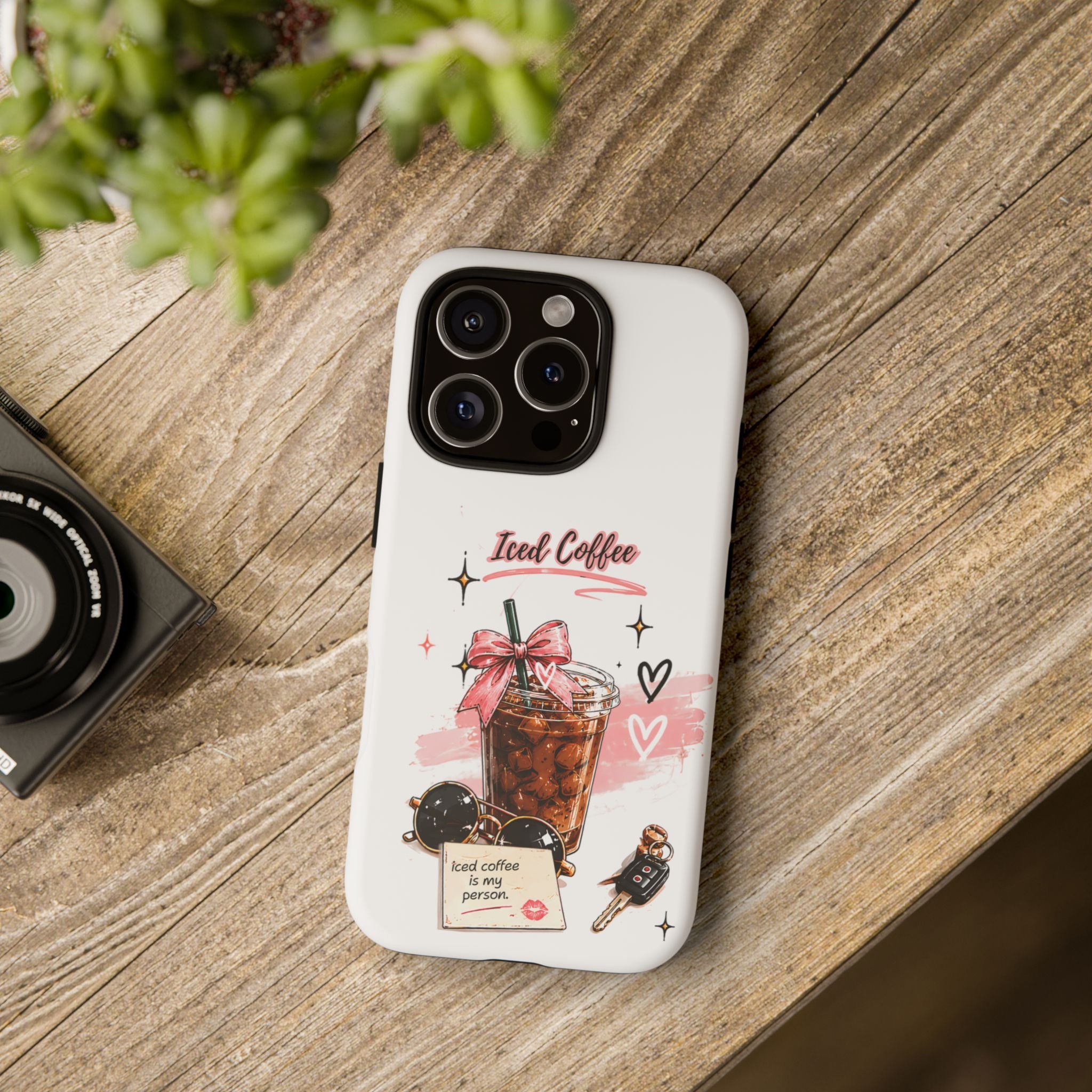 Iced Coffee Phone Case – Cute Pink Boba Design ("Iced coffee is my person")