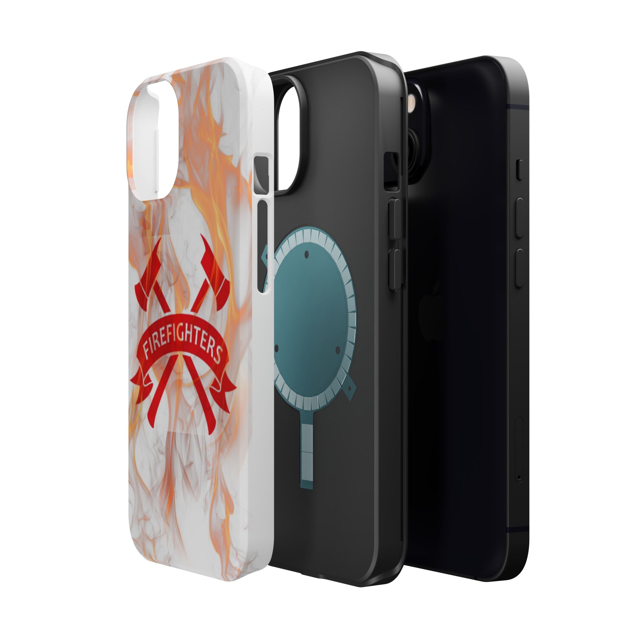 Firefighters Magnetic Impact-Resistant Phone Case — Flame Design with Maltese Cross