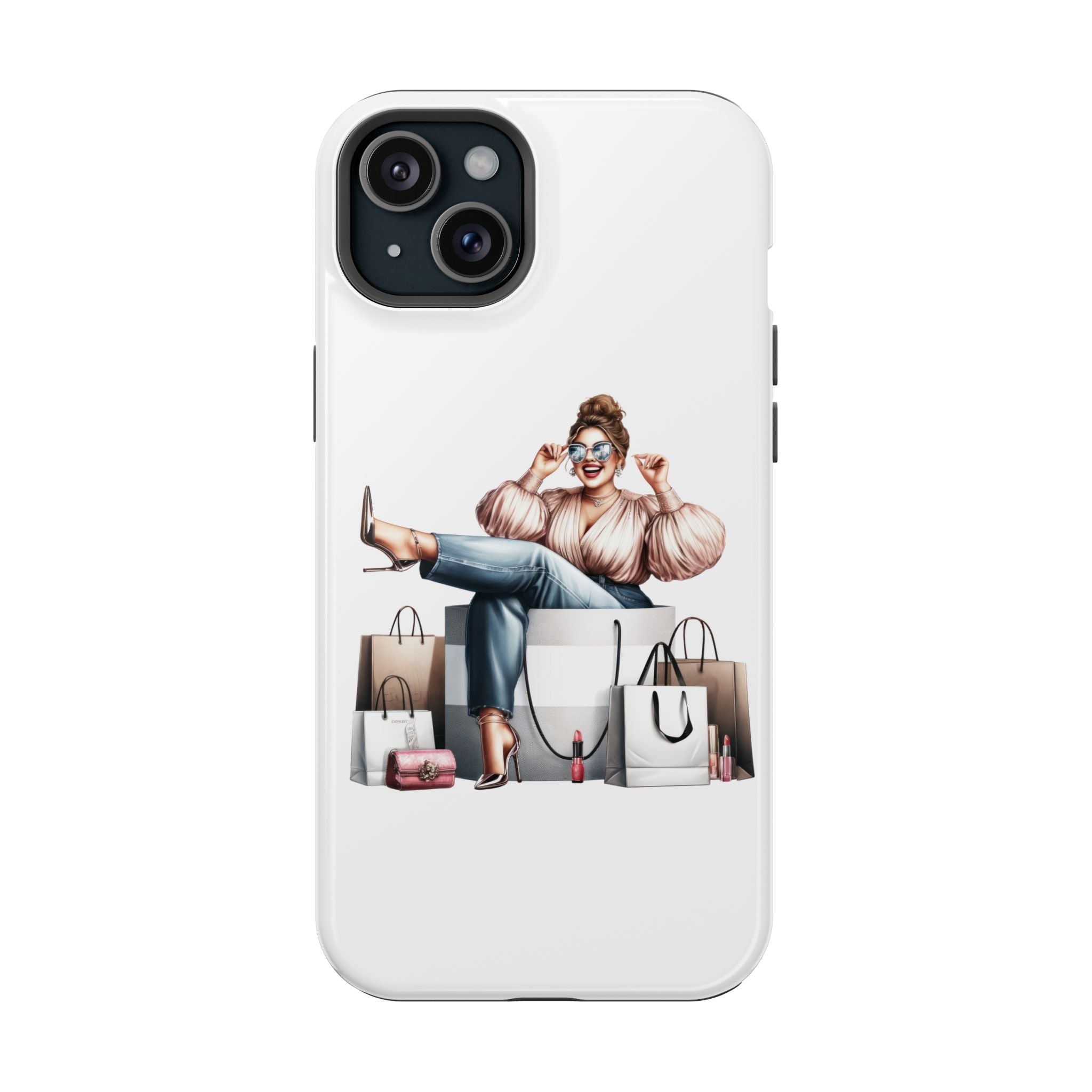 Magnetic Impact-Resistant Case — Luxury Shopper Goddess on Clouds Phone Cover