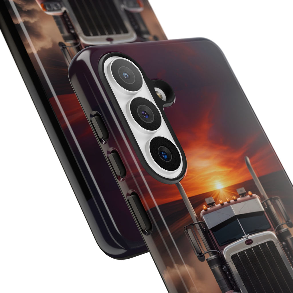 Truck Phone Case — "No Roads. No Limits." Sunset Semi Truck Protective Case