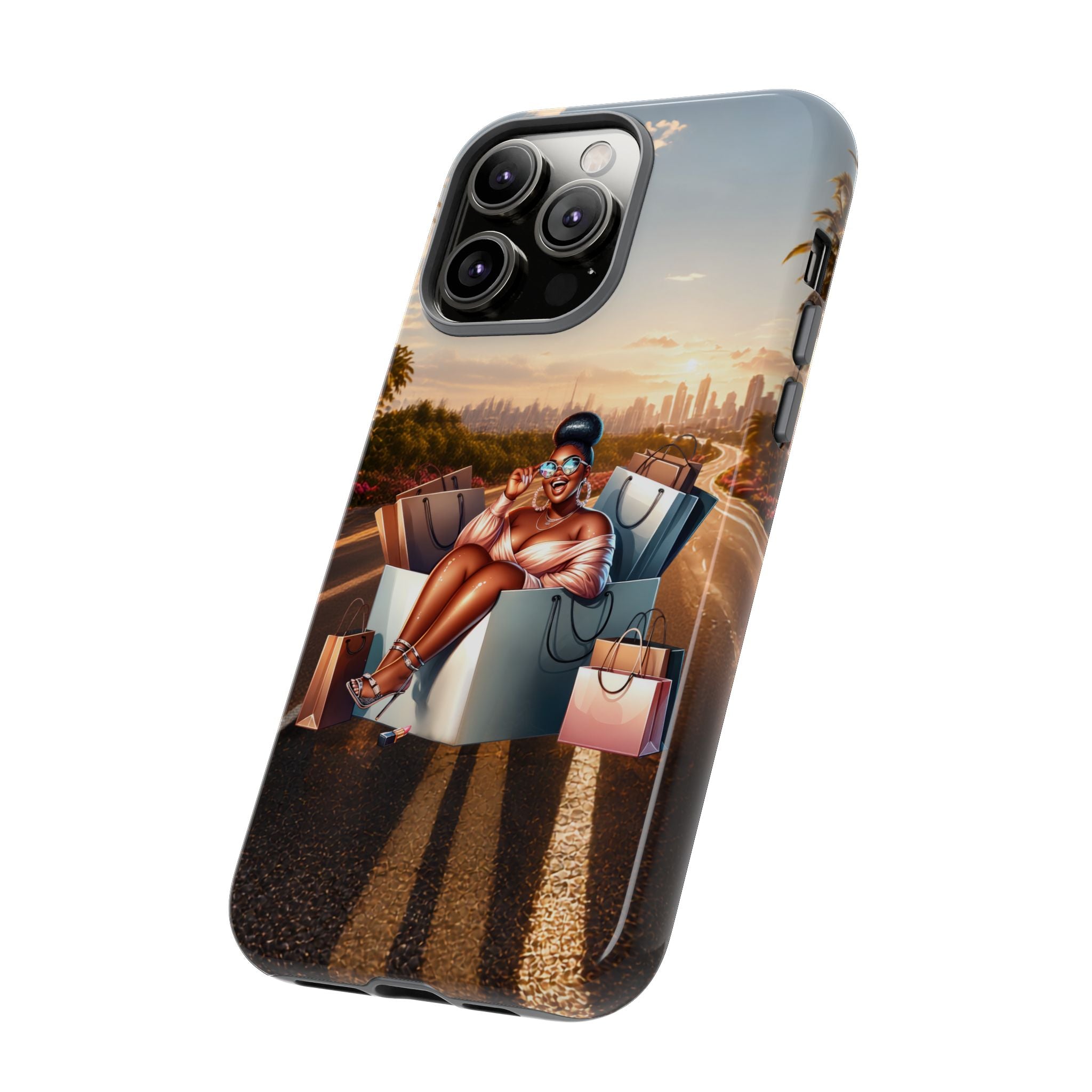 Phone Case — Chic Shopper Illustration on Cloud Background