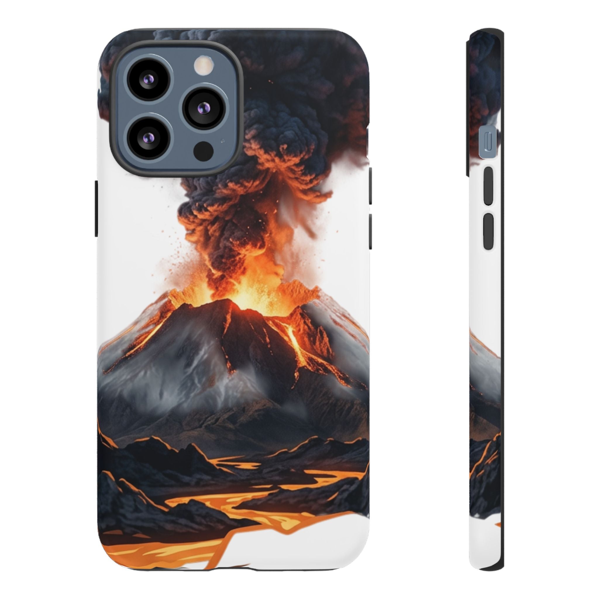 Volcano Eruption Tough Phone Case — Fiery Lava Protective Cover