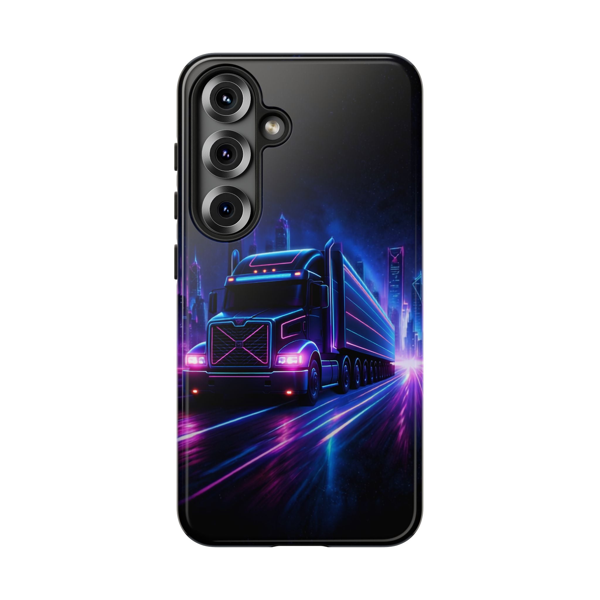 Neon Retro Rig Phone Case — Trucker Semi Truck Nightscape Protective Case