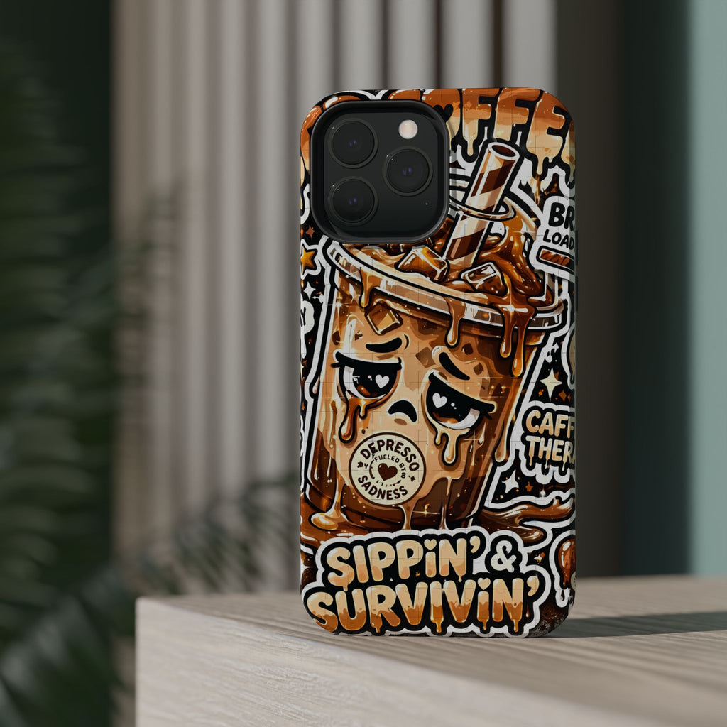 Iced Coffee Phone Case — “Sippin' & Survivin'” Magnetic Impact-Resistant Case