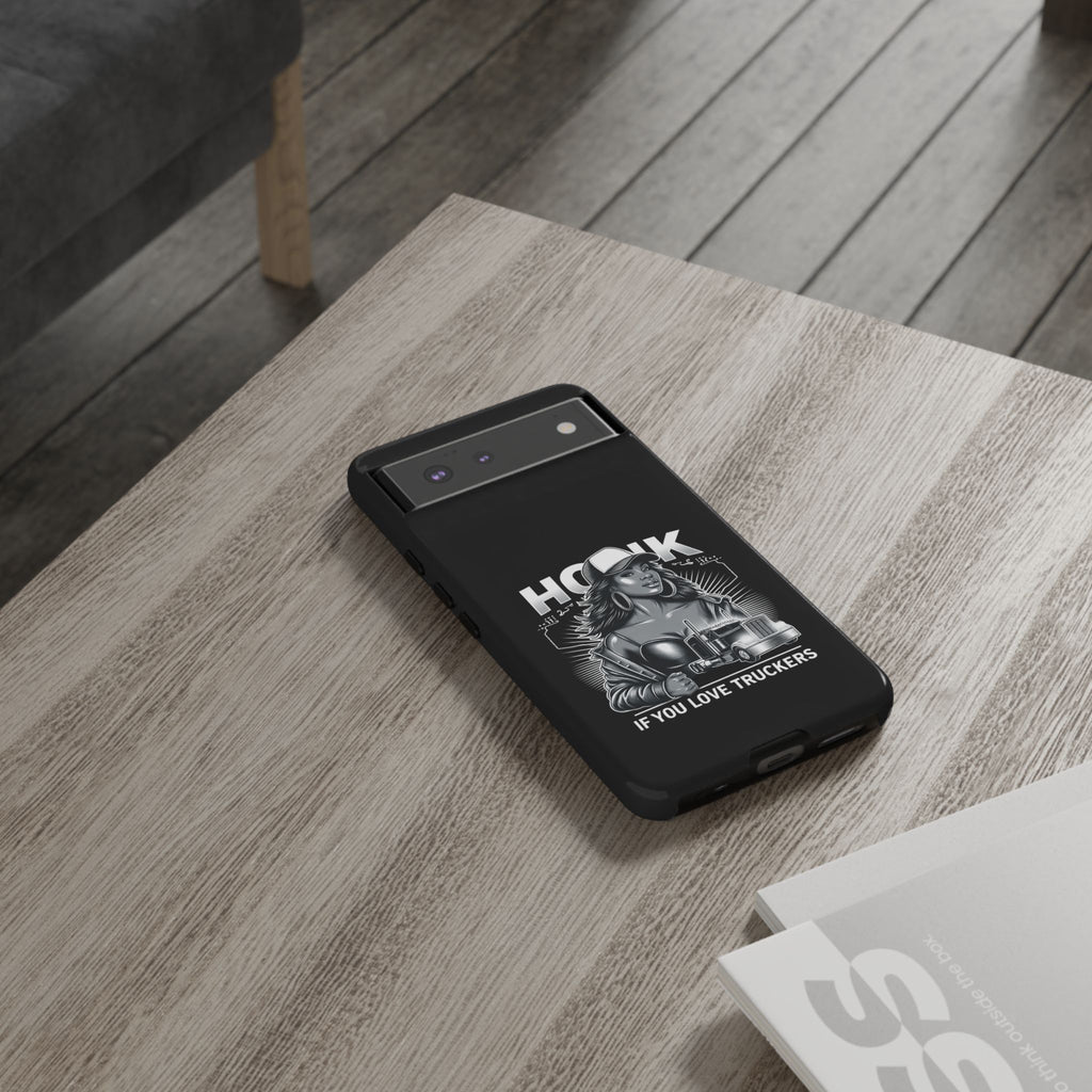 Phone Case — 'Honk' Trucker Girl Retro Semi Truck Protective Case
