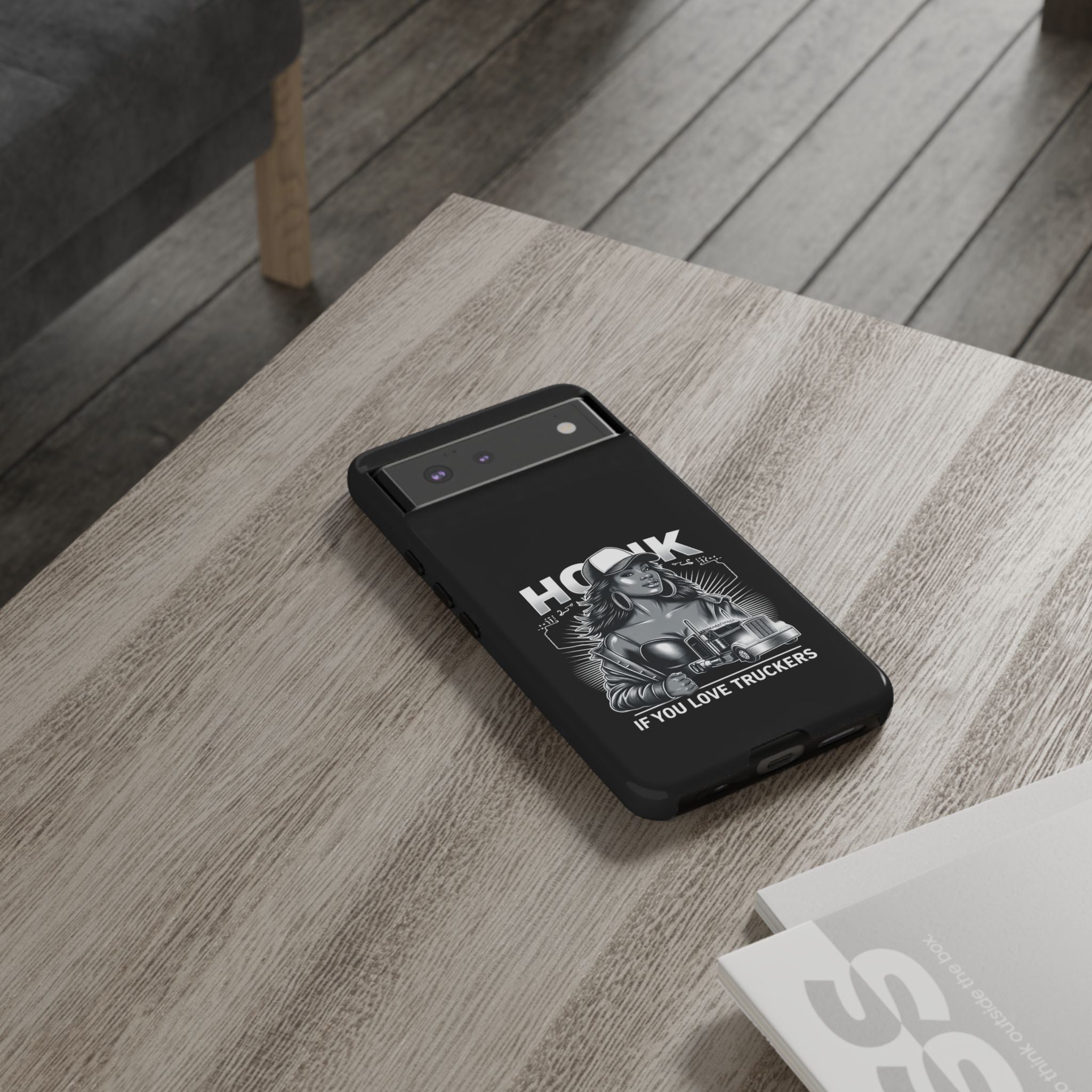 Phone Case — 'Honk' Trucker Girl Retro Semi Truck Protective Case
