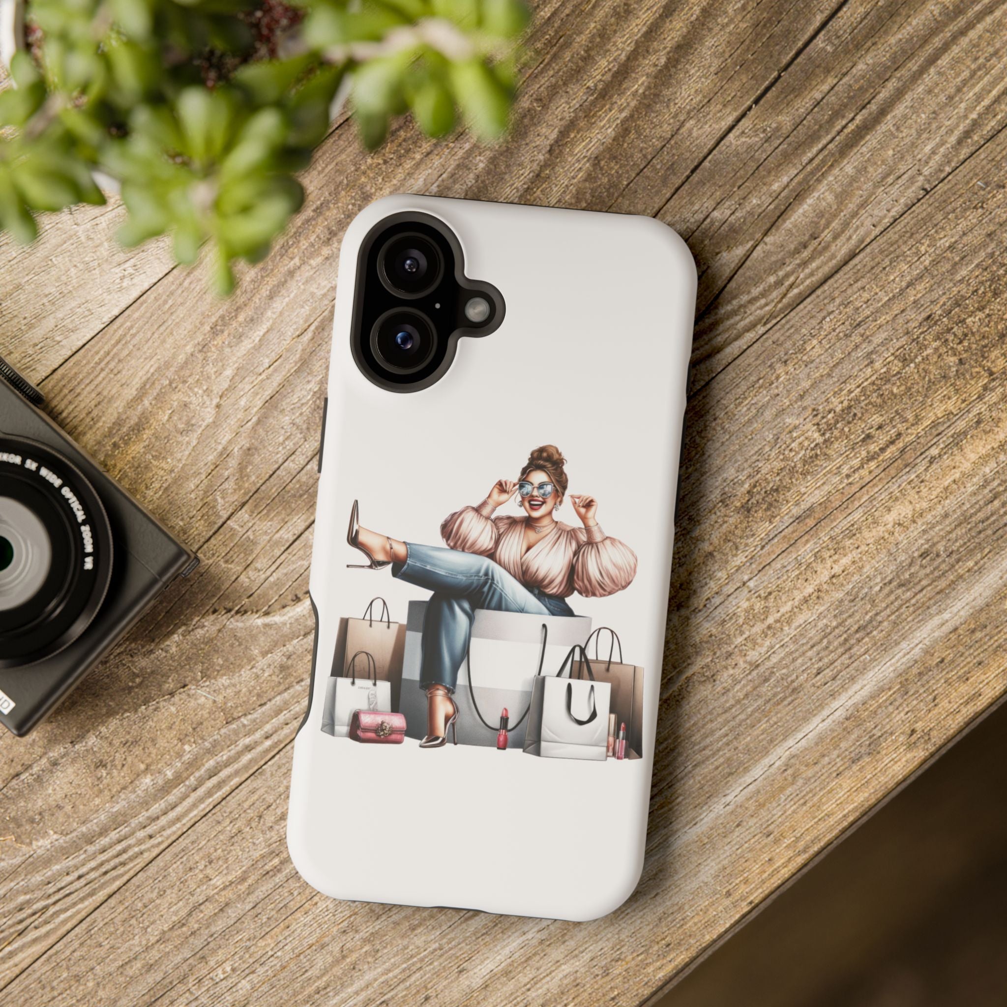 Magnetic Impact-Resistant Case — Luxury Shopper Goddess on Clouds Phone Cover
