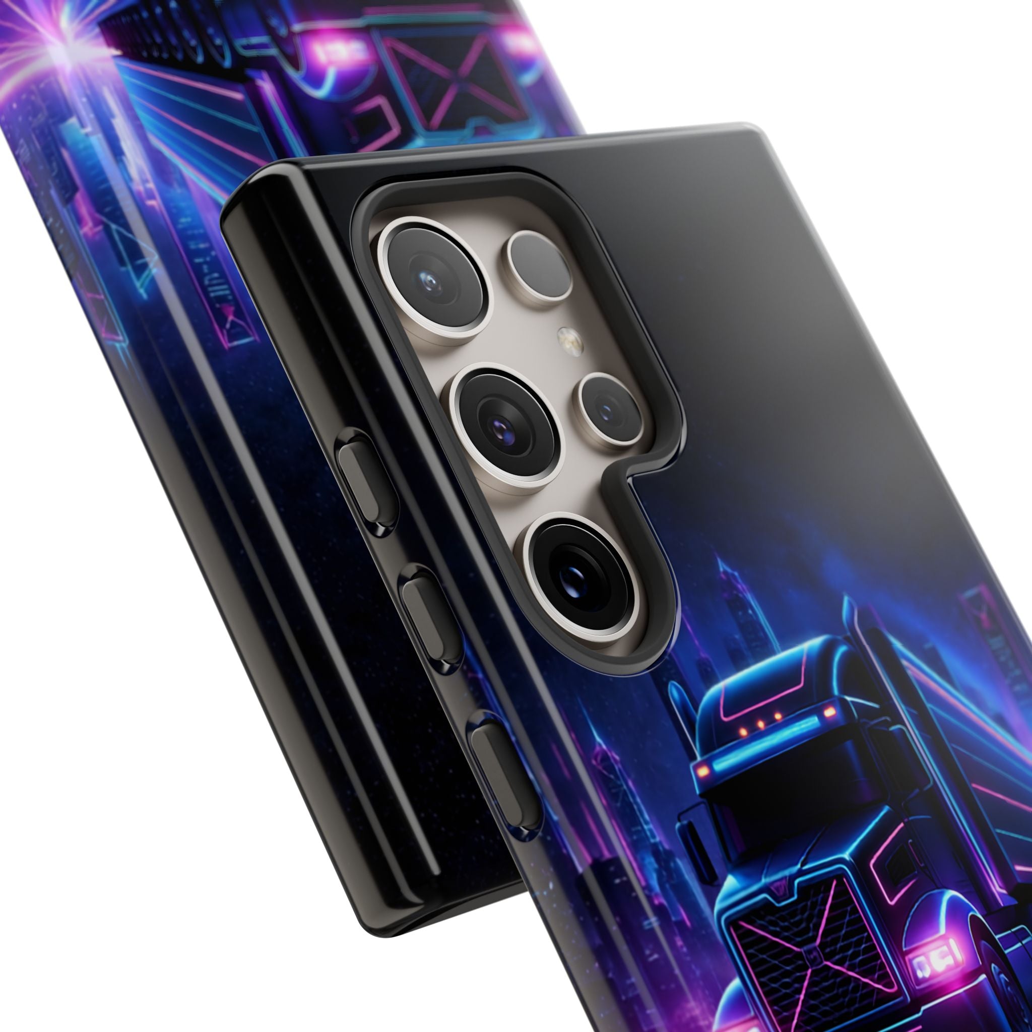 Neon Retro Rig Phone Case — Trucker Semi Truck Nightscape Protective Case