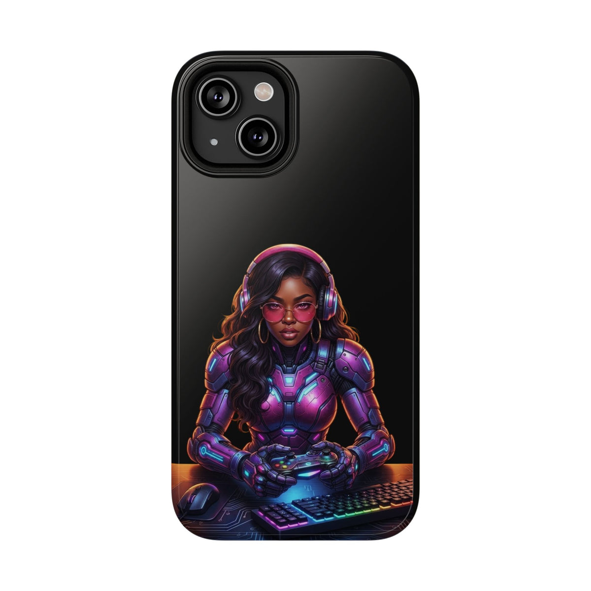 Gamer Girl Cyber Armor Phone Case — Impact‑Resistant Protective Cover