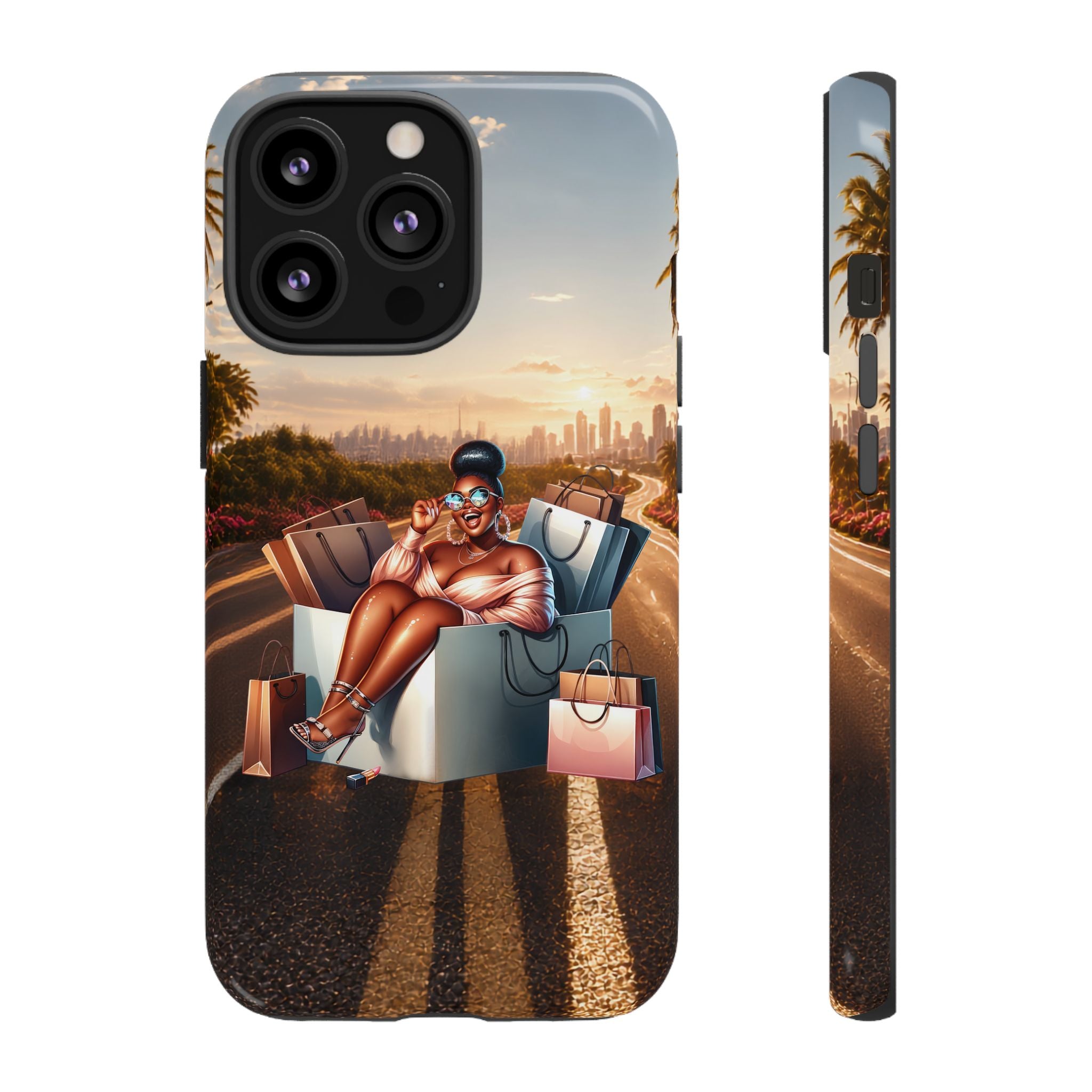 Phone Case — Chic Shopper Illustration on Cloud Background