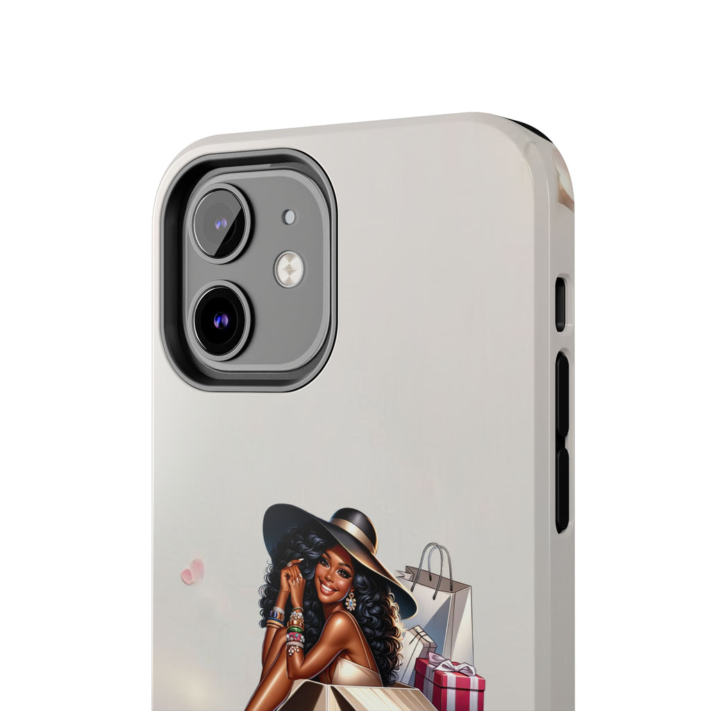 Chic Shopper Tough Phone Case — Stylish Black Woman with Shopping Bags
