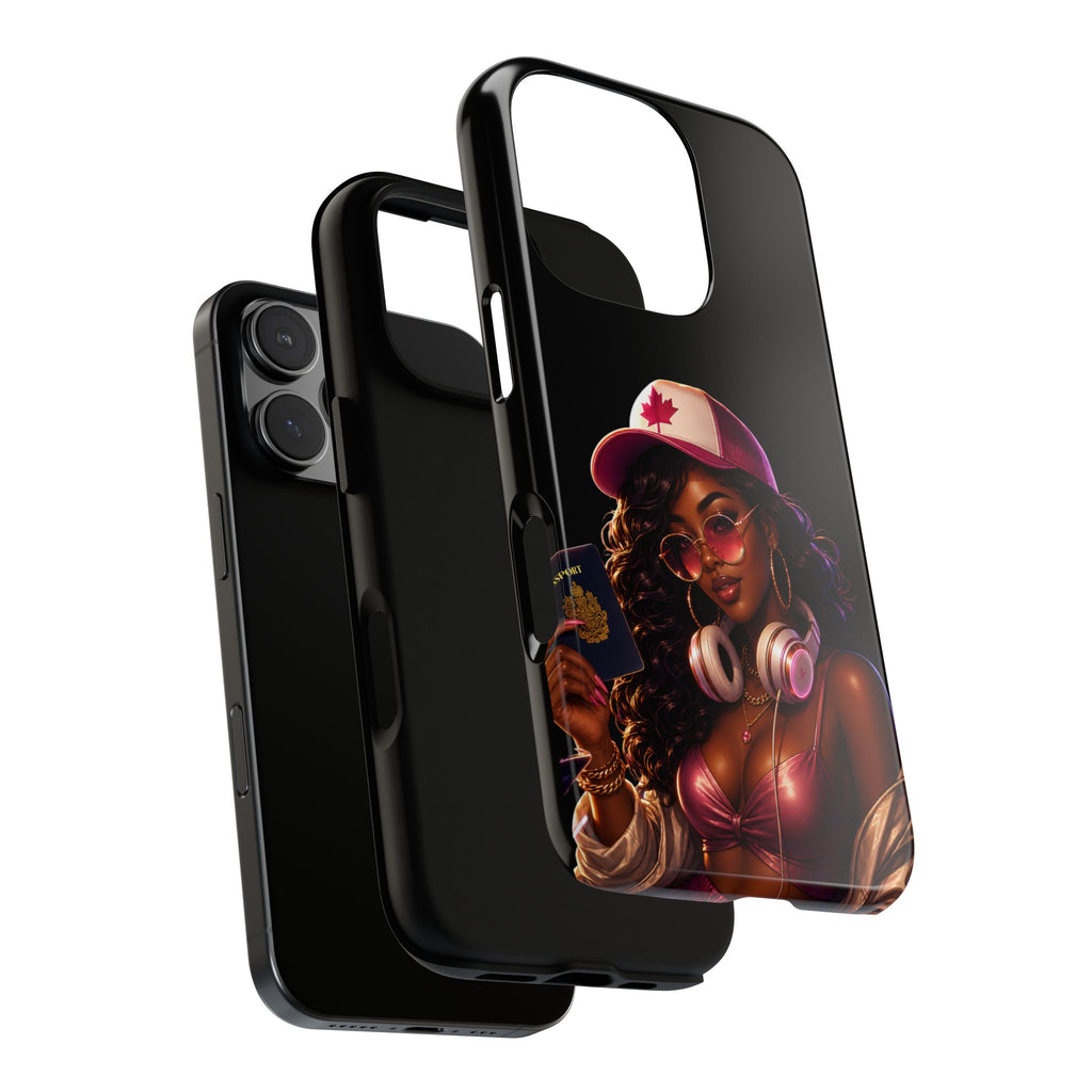 Phone Case - Cool Urban Woman with Headphones & Maple Hat