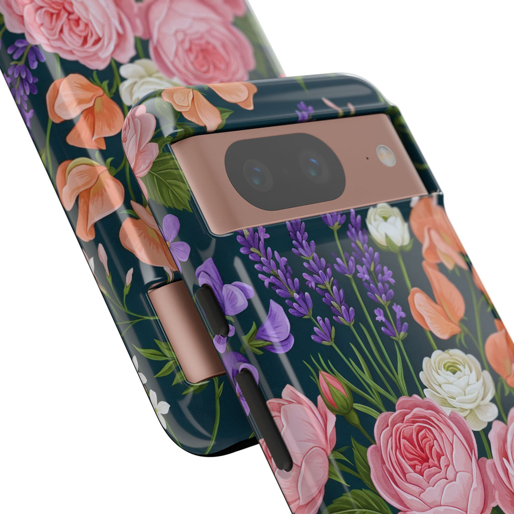 Floral Bouquet Phone Case — Vintage Roses & Lavender Protective Cover