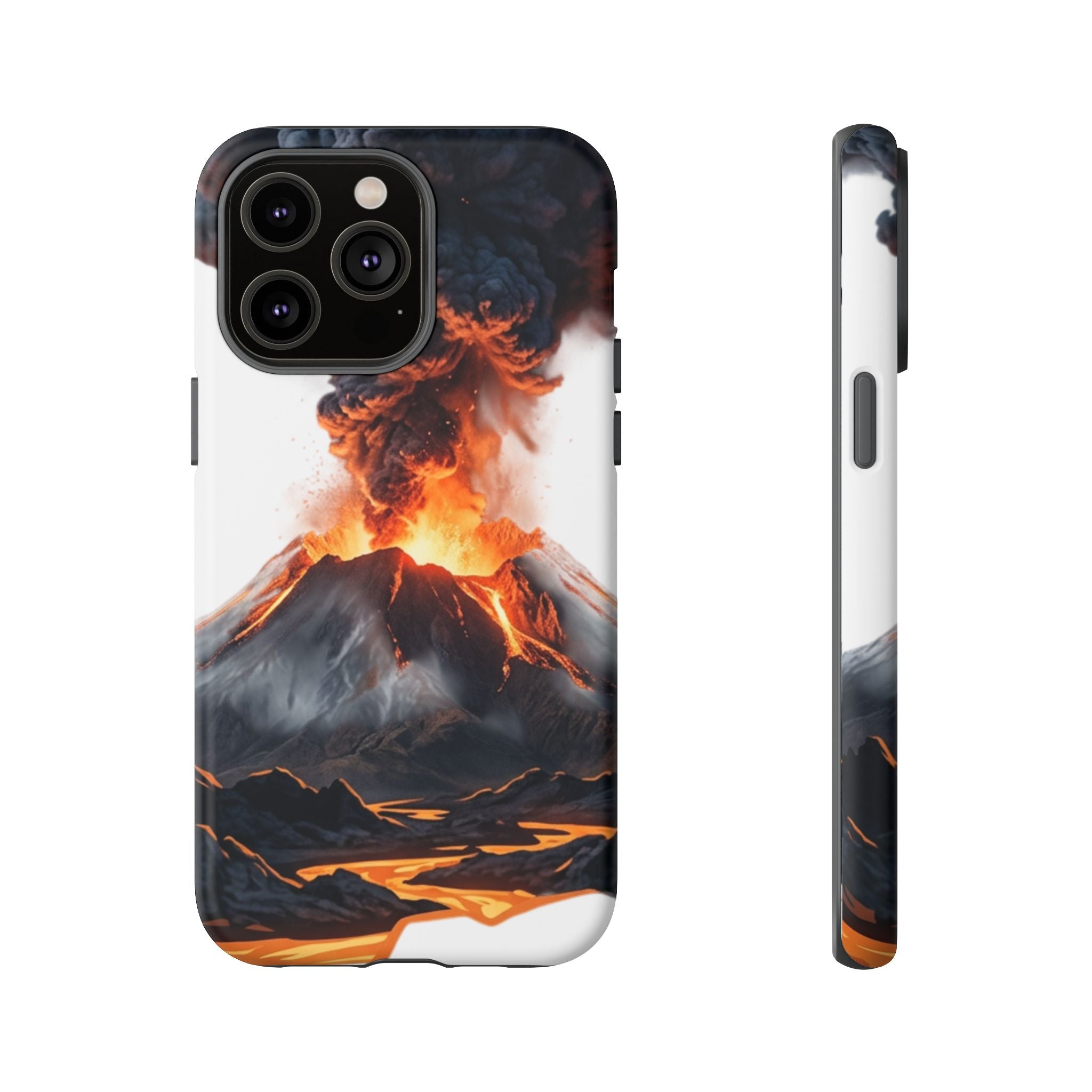 Volcano Eruption Tough Phone Case — Fiery Lava Protective Cover