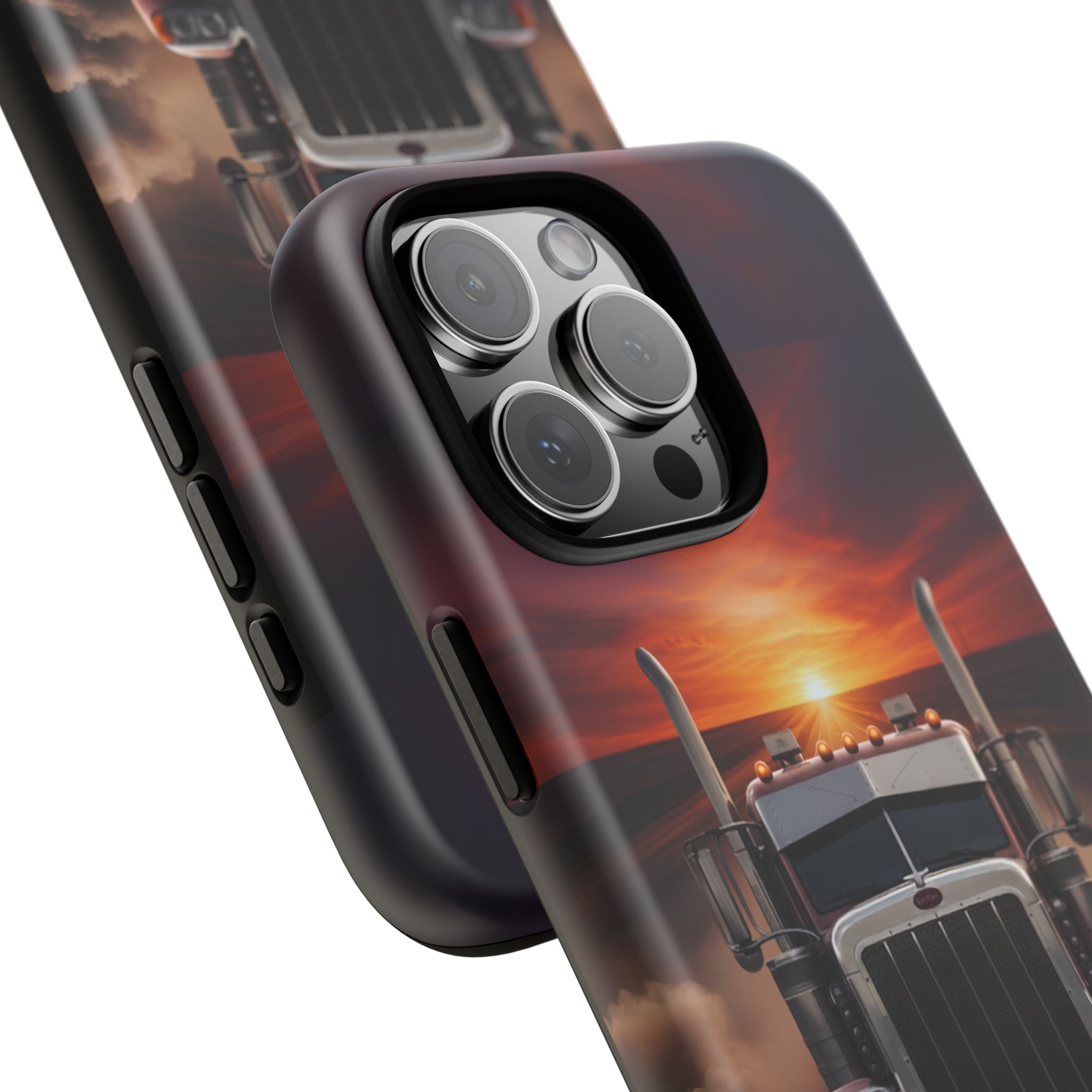 Truck Phone Case — "No Roads. No Limits." Sunset Semi Truck Protective Case