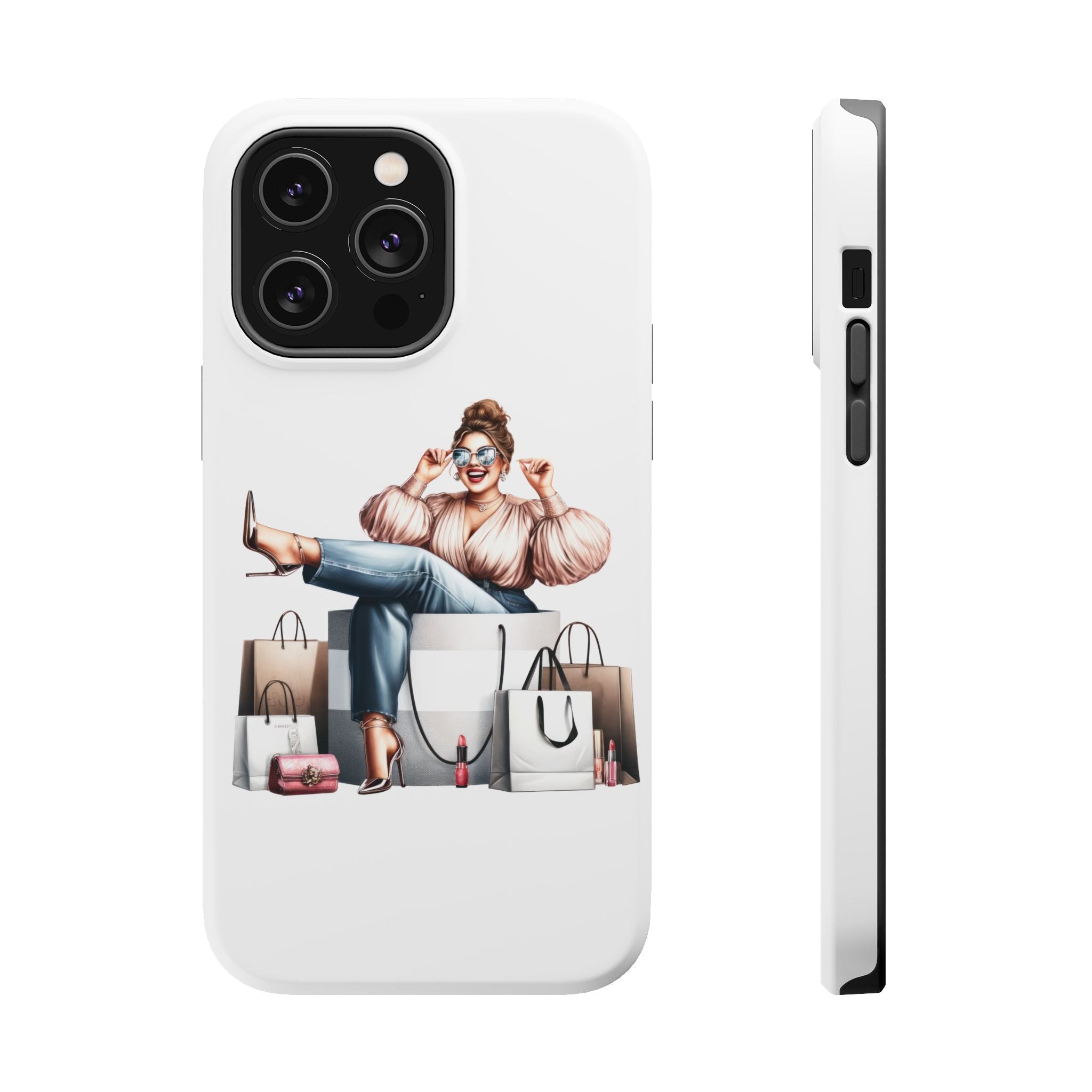 Magnetic Impact-Resistant Case — Luxury Shopper Goddess on Clouds Phone Cover