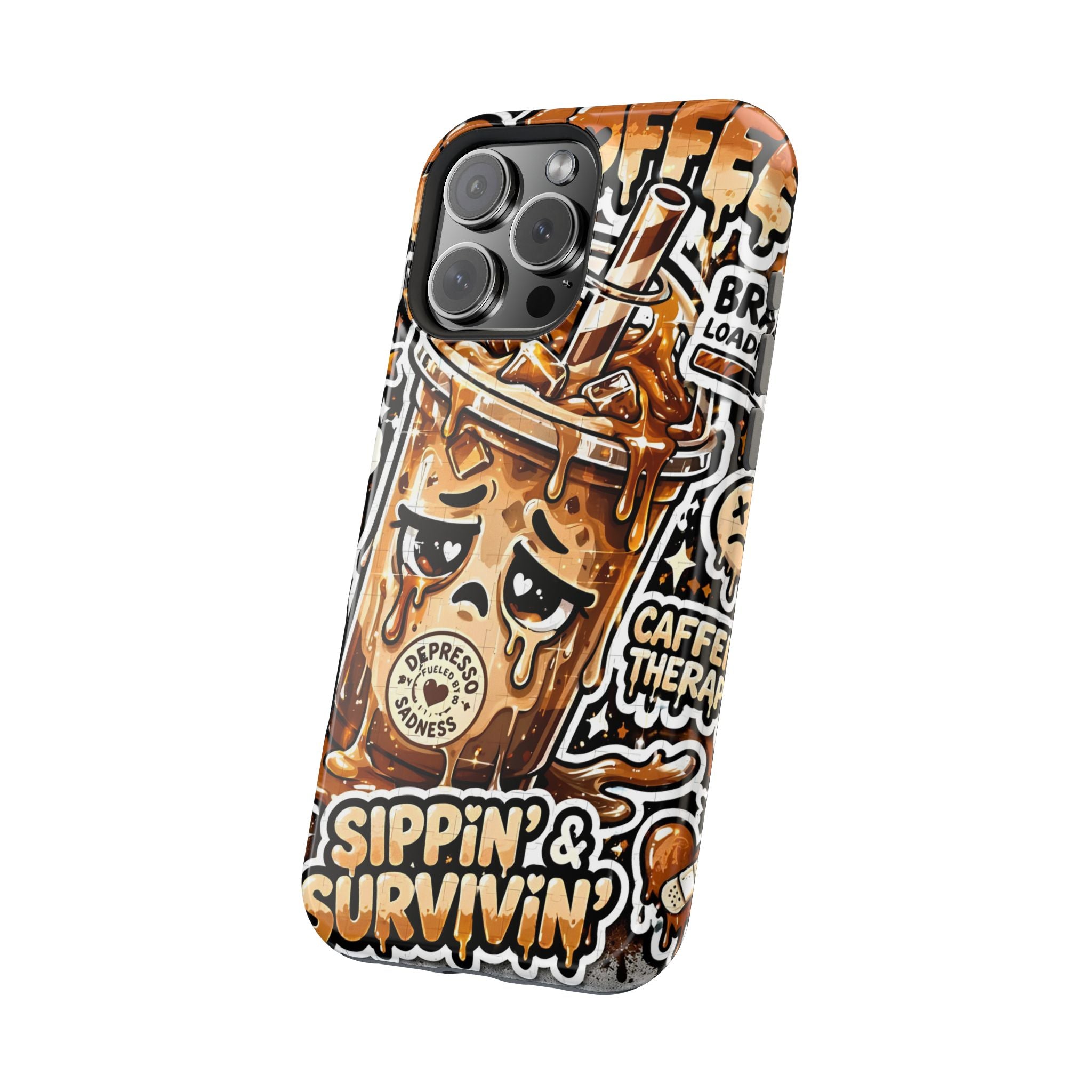 Iced Coffee Phone Case — “Sippin' & Survivin'” Magnetic Impact-Resistant Case