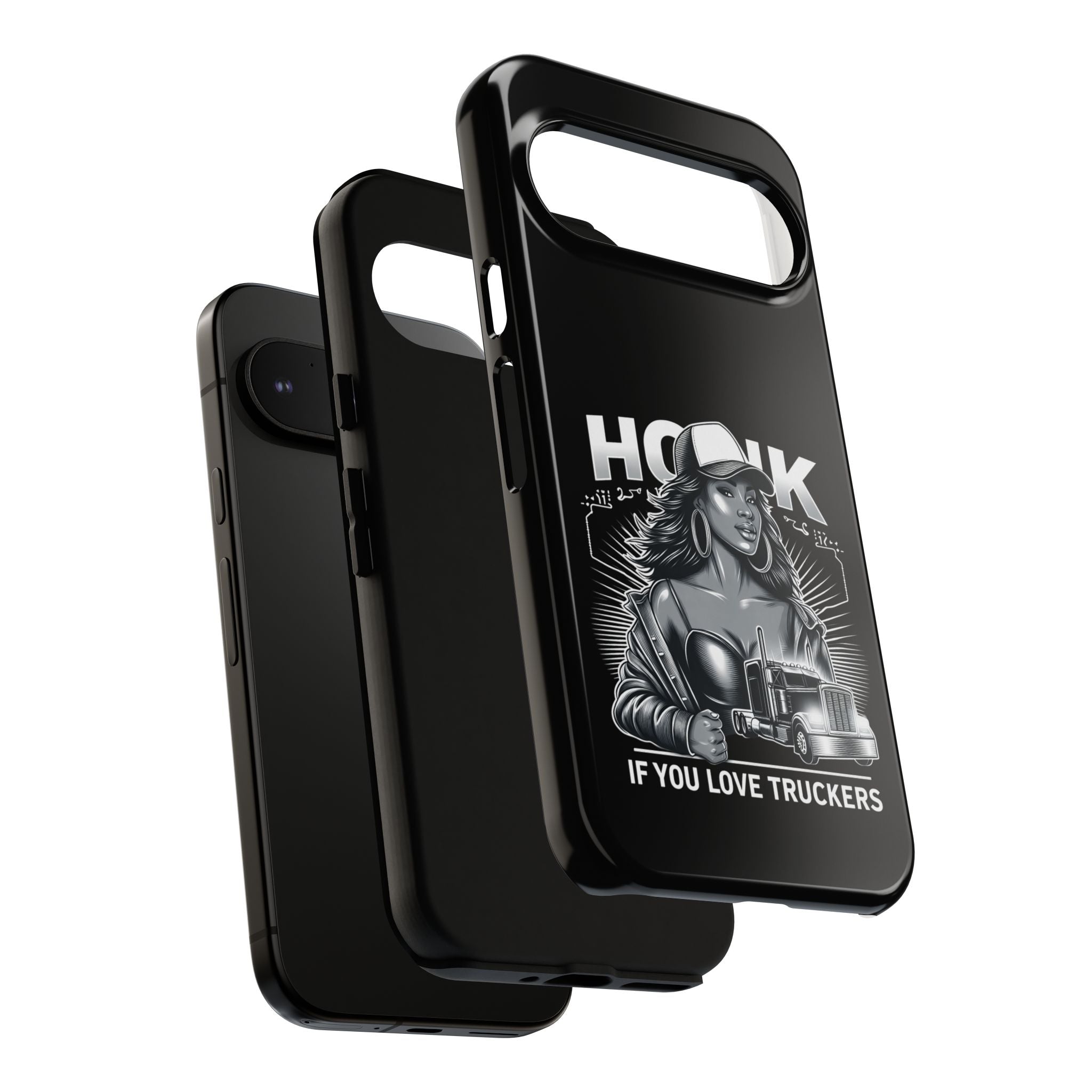 Phone Case — 'Honk' Trucker Girl Retro Semi Truck Protective Case