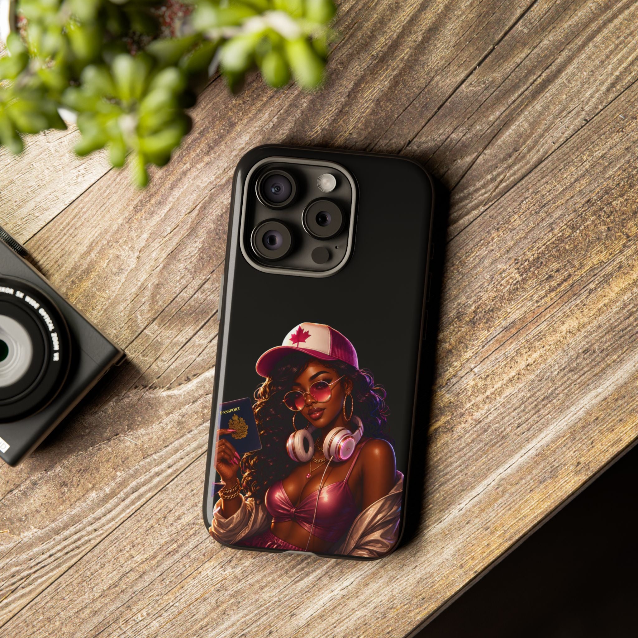 Phone Case — Stylish Urban Woman Design with Maple Cap