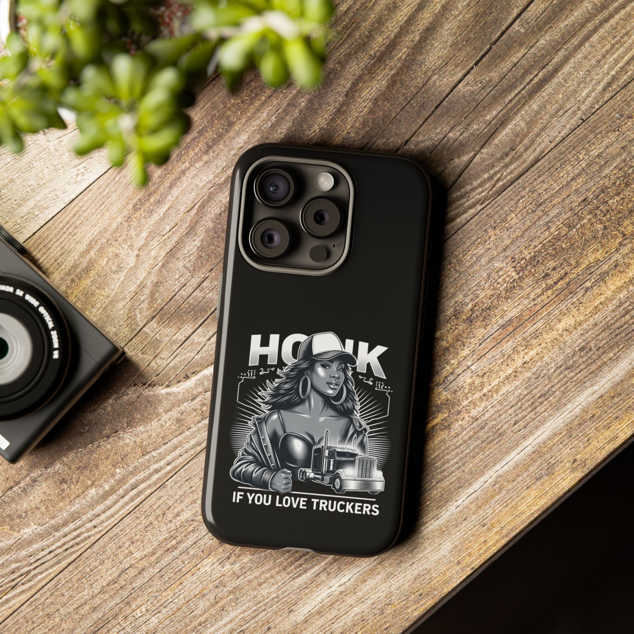 Phone Case — 'Honk' Trucker Girl Retro Semi Truck Protective Case