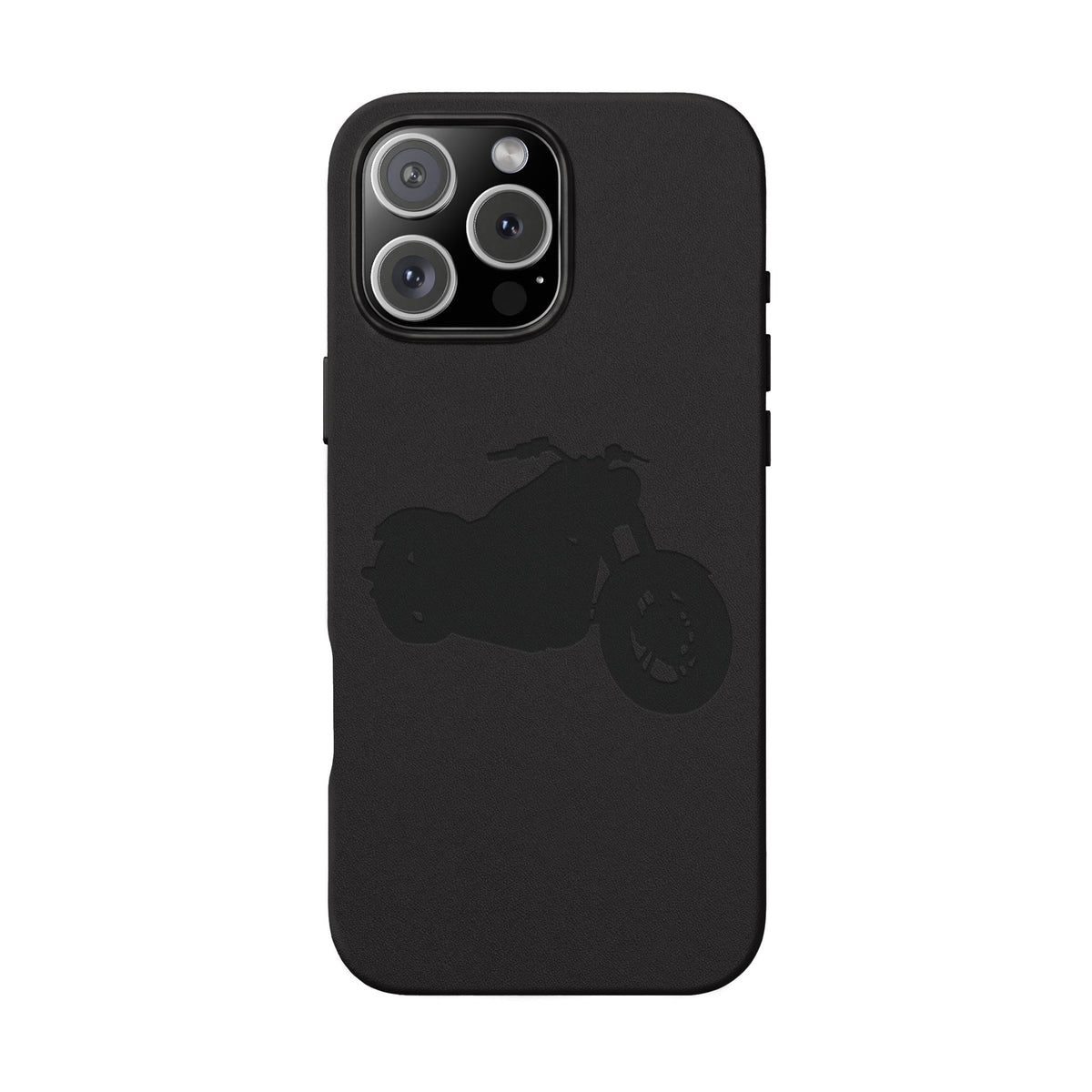 Engraved PU Leather Phone Case — Motorcycle Silhouette