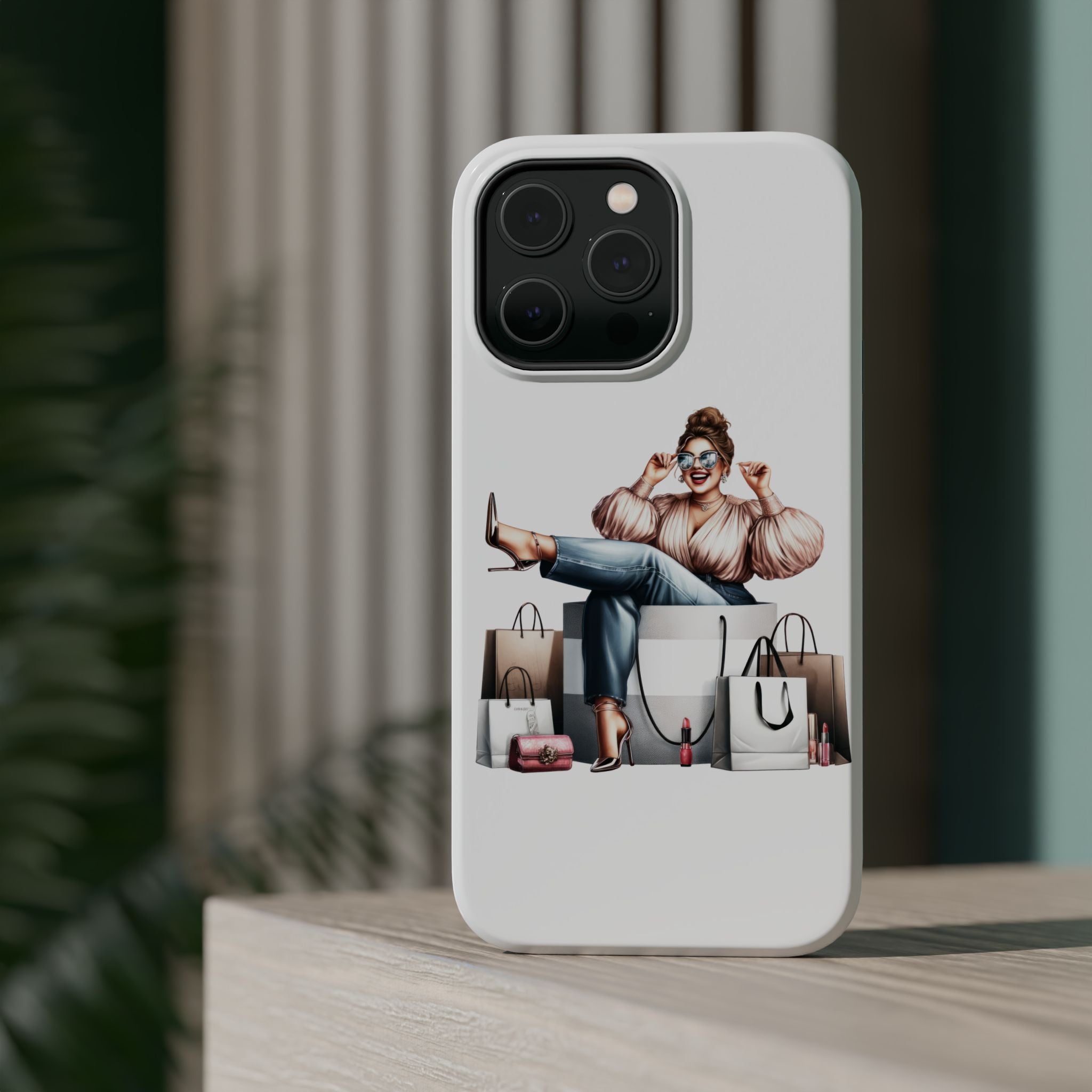 Magnetic Impact-Resistant Case — Luxury Shopper Goddess on Clouds Phone Cover