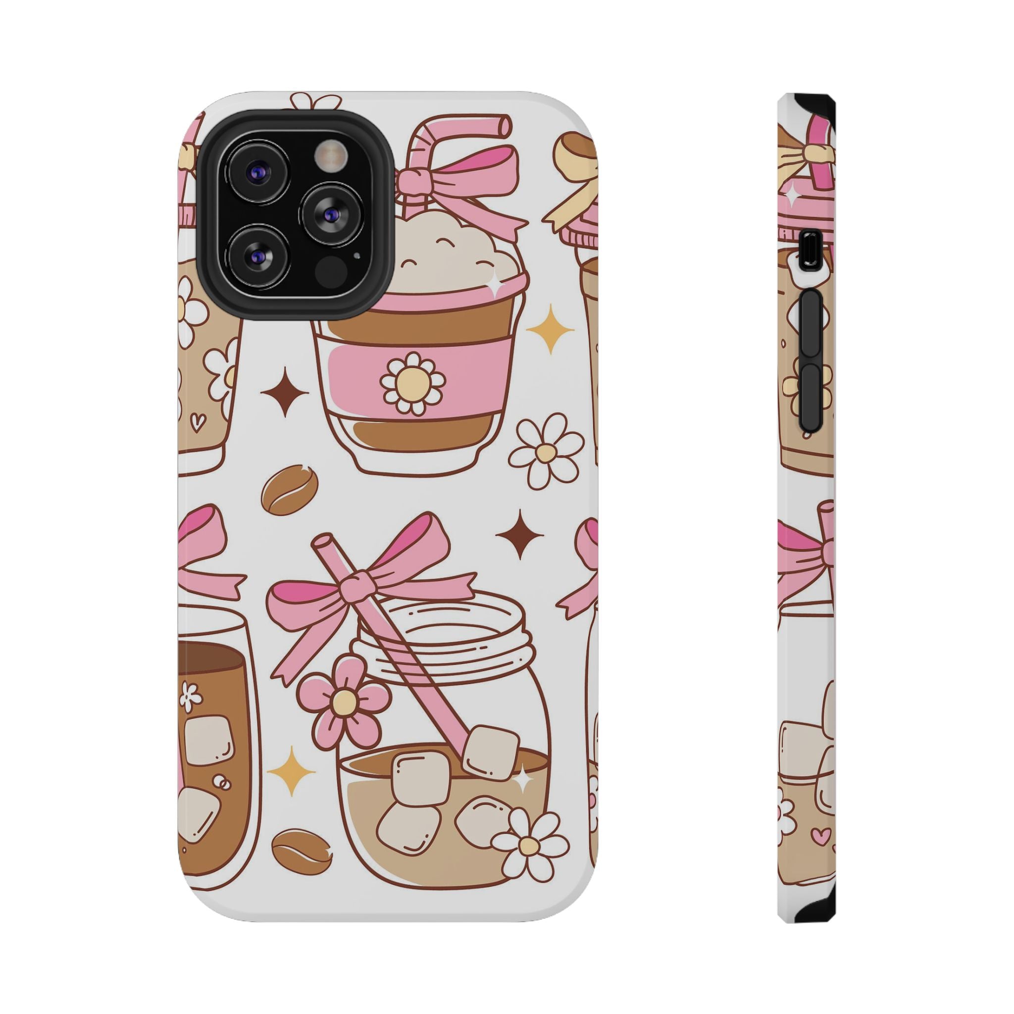 Cute Pink Coffee & Latte Pattern Impact Phone Case