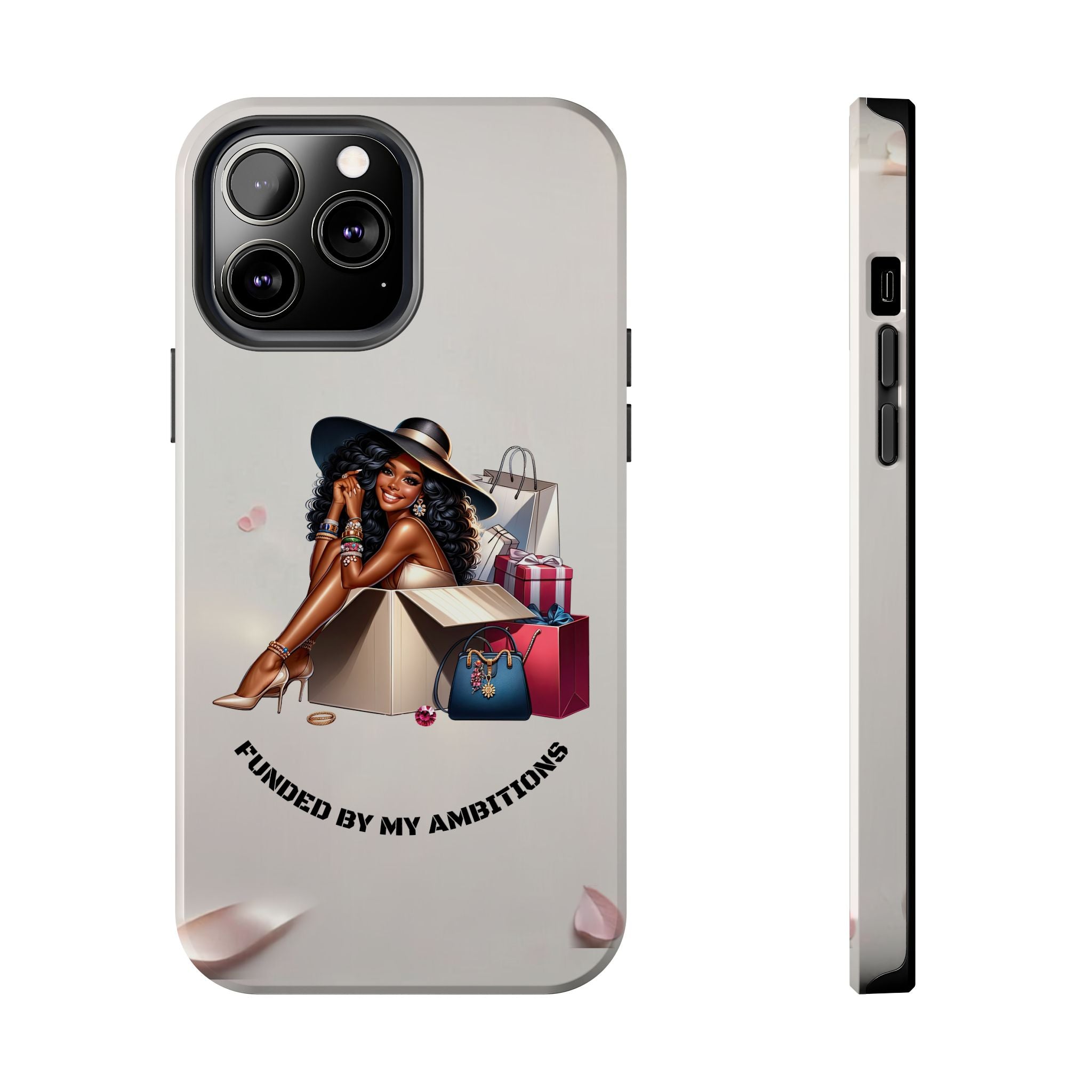 Chic Shopper Tough Phone Case — Stylish Black Woman with Shopping Bags