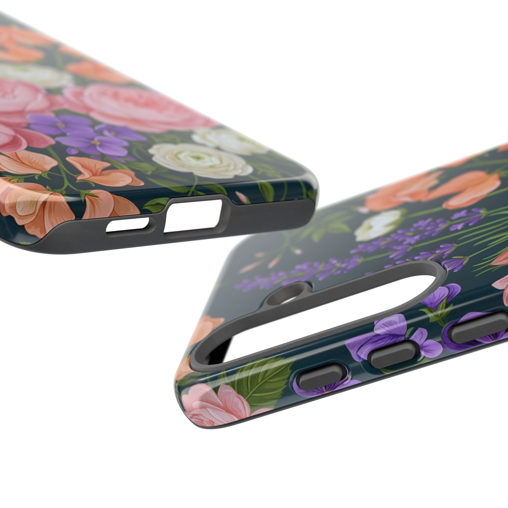 Floral Bouquet Phone Case — Vintage Roses & Lavender Protective Cover