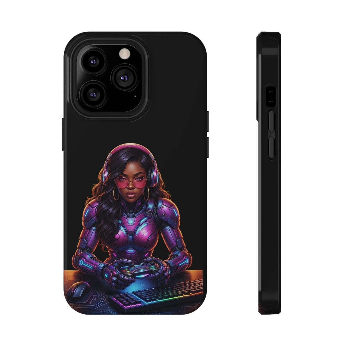 Gamer Girl Cyber Armor Phone Case — Impact‑Resistant Protective Cover