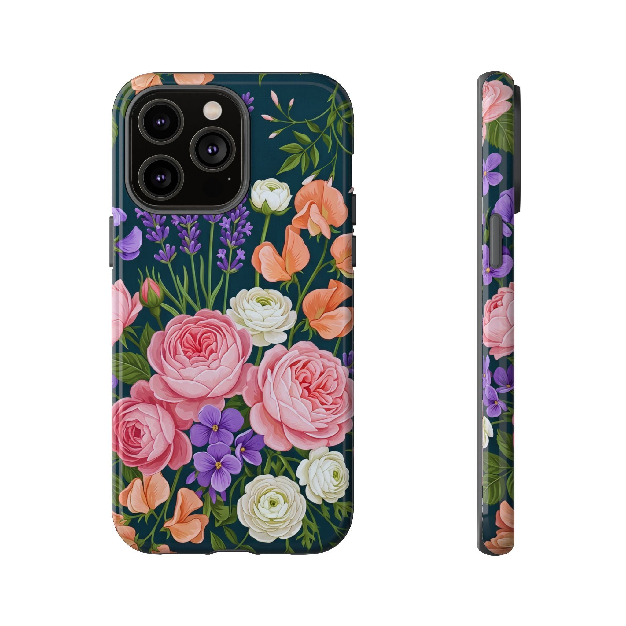 Floral Bouquet Phone Case — Vintage Roses & Lavender Protective Cover