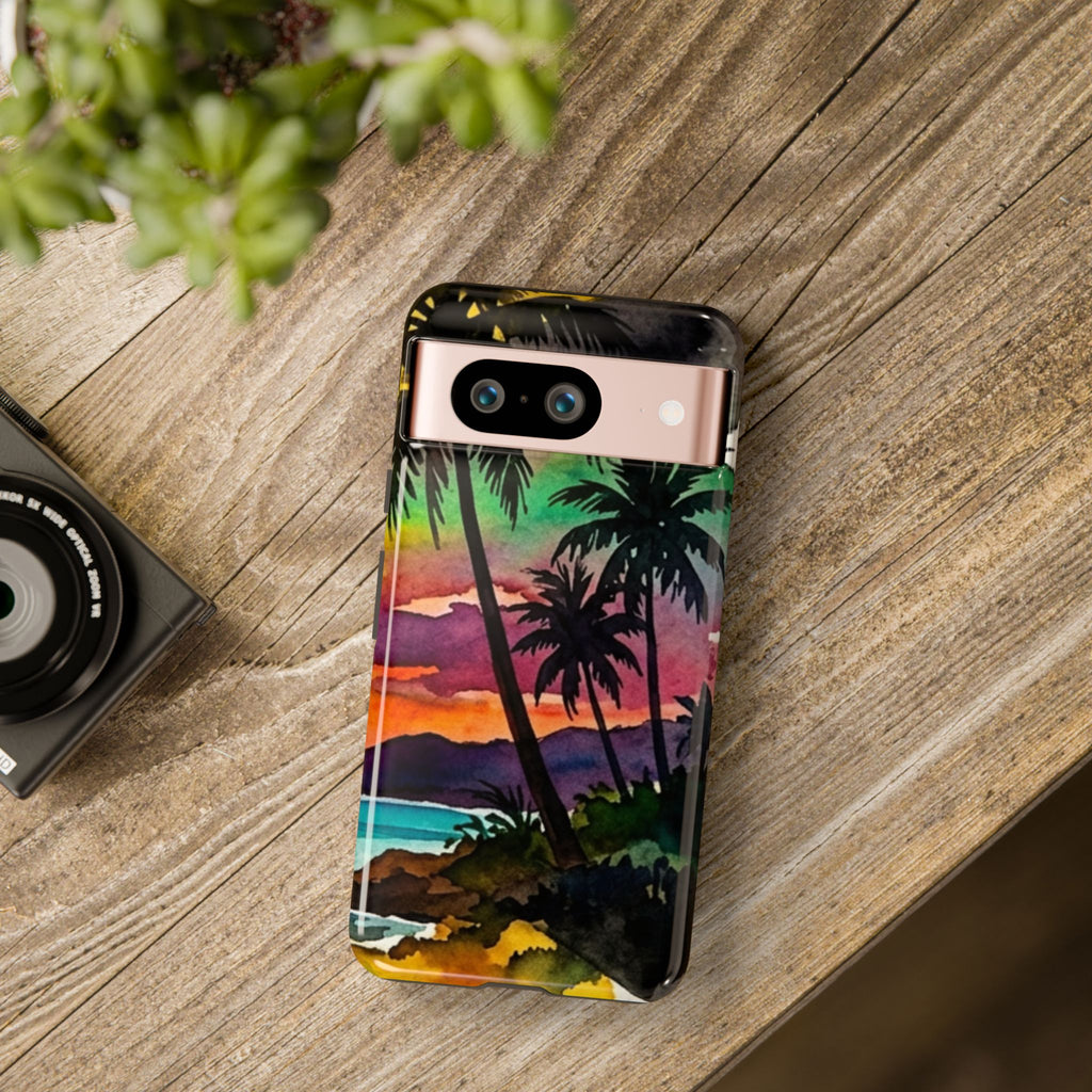 Tropical Sunset Phone Case – Palm Tree Beach Protective Cover