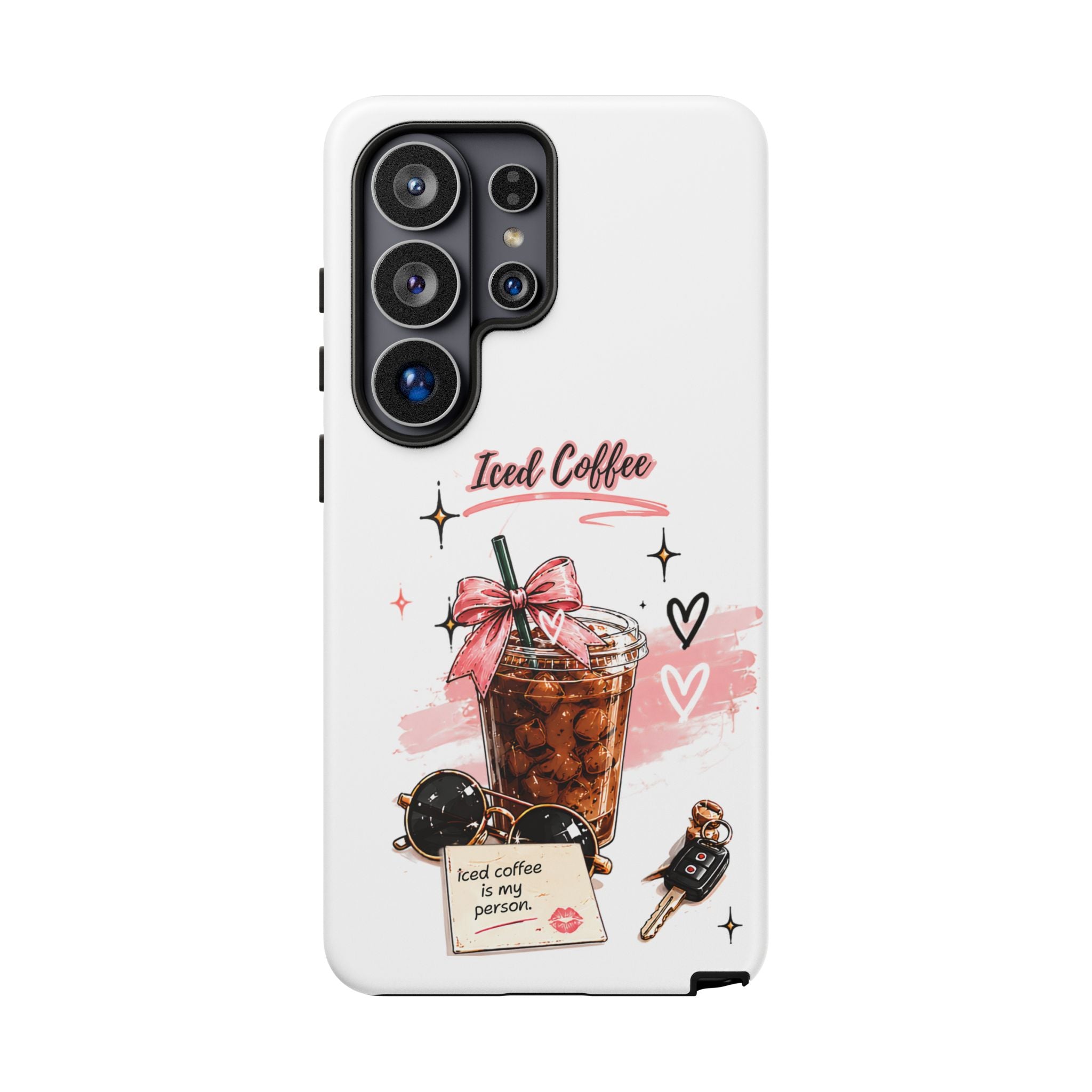 Iced Coffee Phone Case – Cute Pink Boba Design ("Iced coffee is my person")