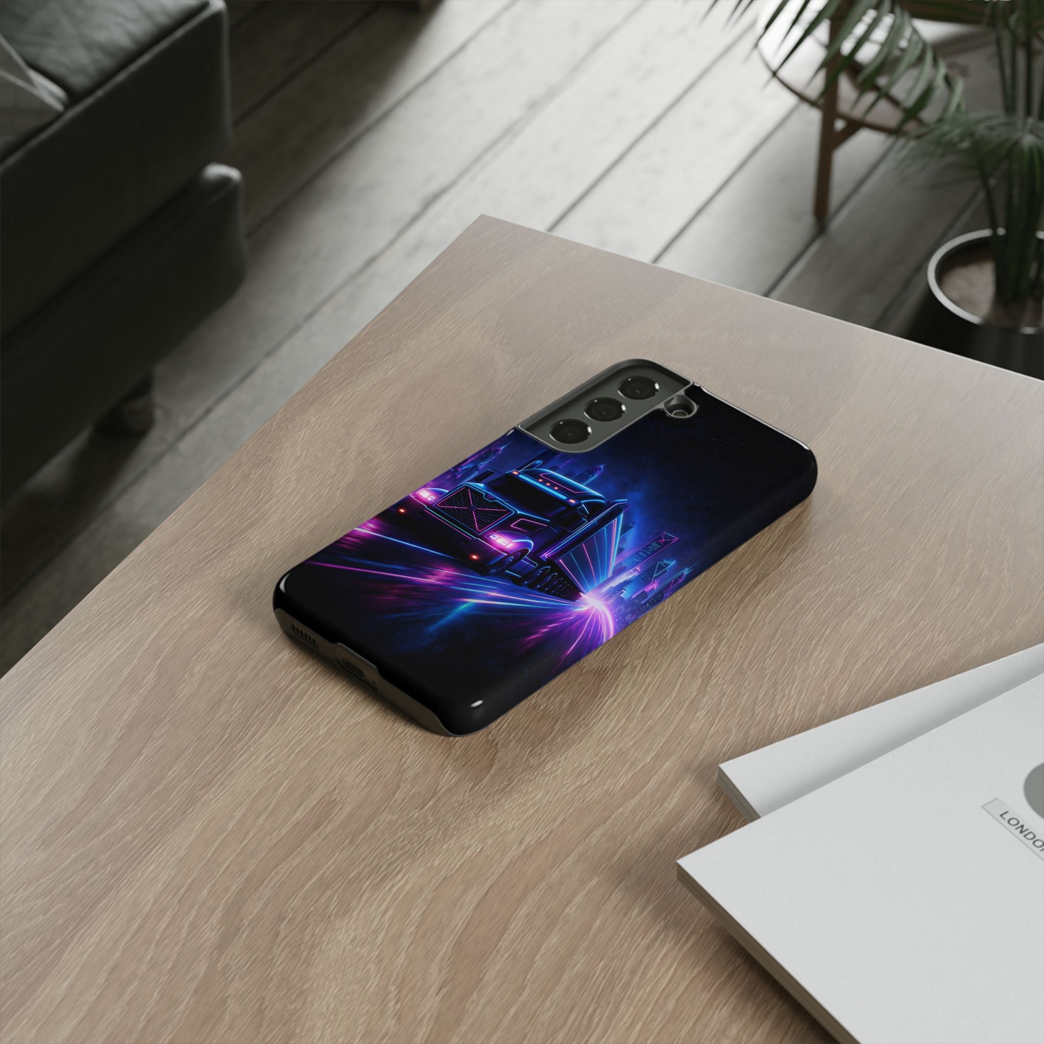 Neon Retro Rig Phone Case — Trucker Semi Truck Nightscape Protective Case