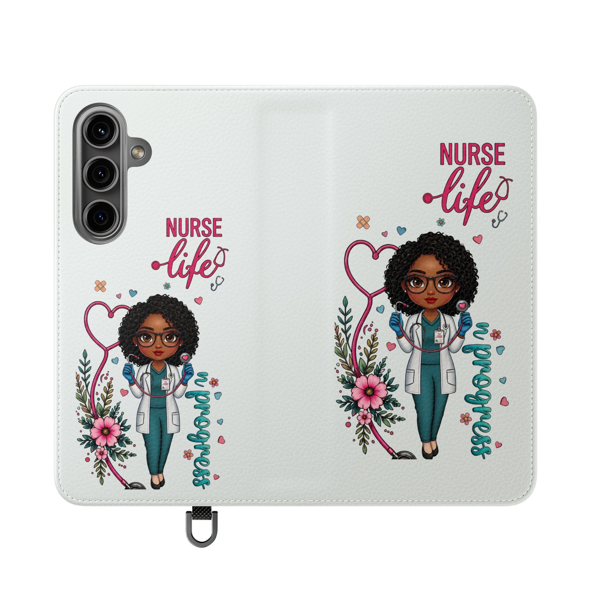 Nurse Life Floral Flip Phone Case - Medical RN Wallet Cover