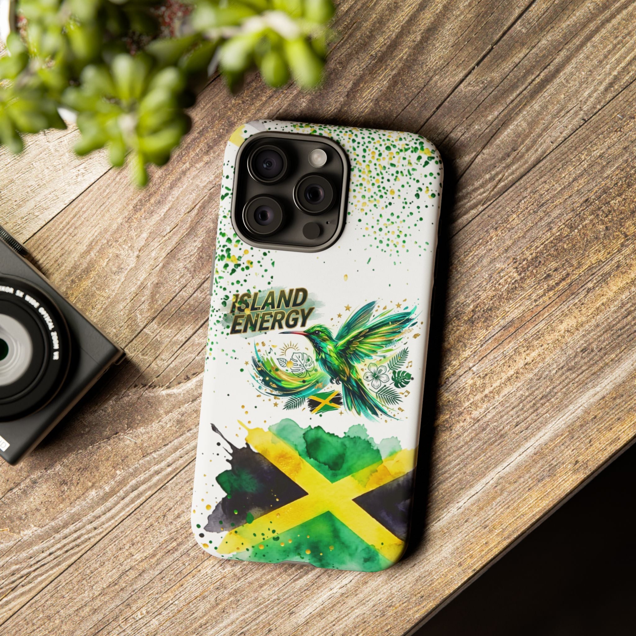 Island Energy Tough Phone Case — Colorful Hummingbird & Tropical Sunset Protective Cover