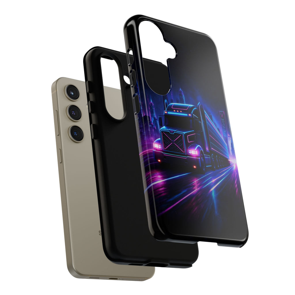 Neon Retro Rig Phone Case — Trucker Semi Truck Nightscape Protective Case