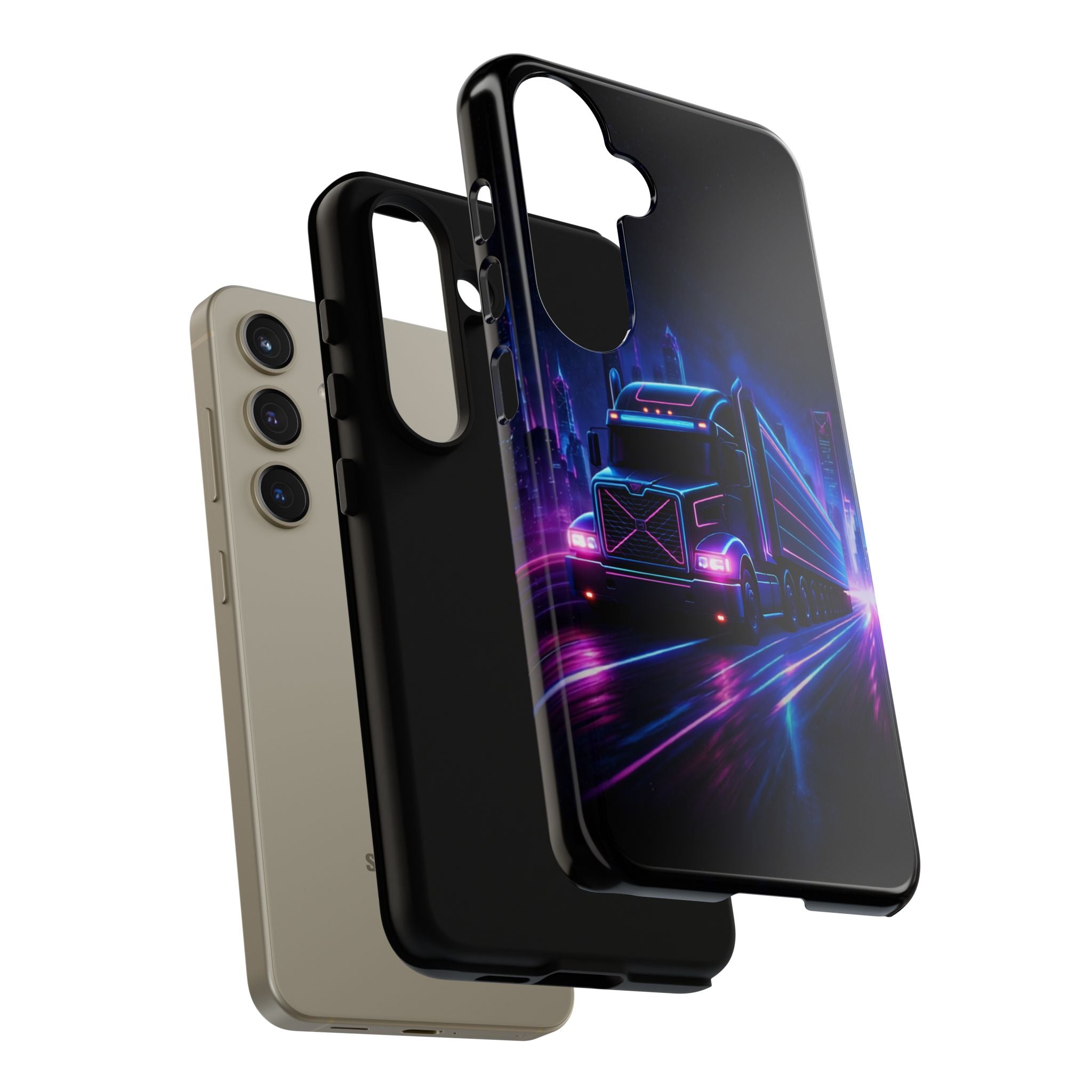 Neon Retro Rig Phone Case — Trucker Semi Truck Nightscape Protective Case