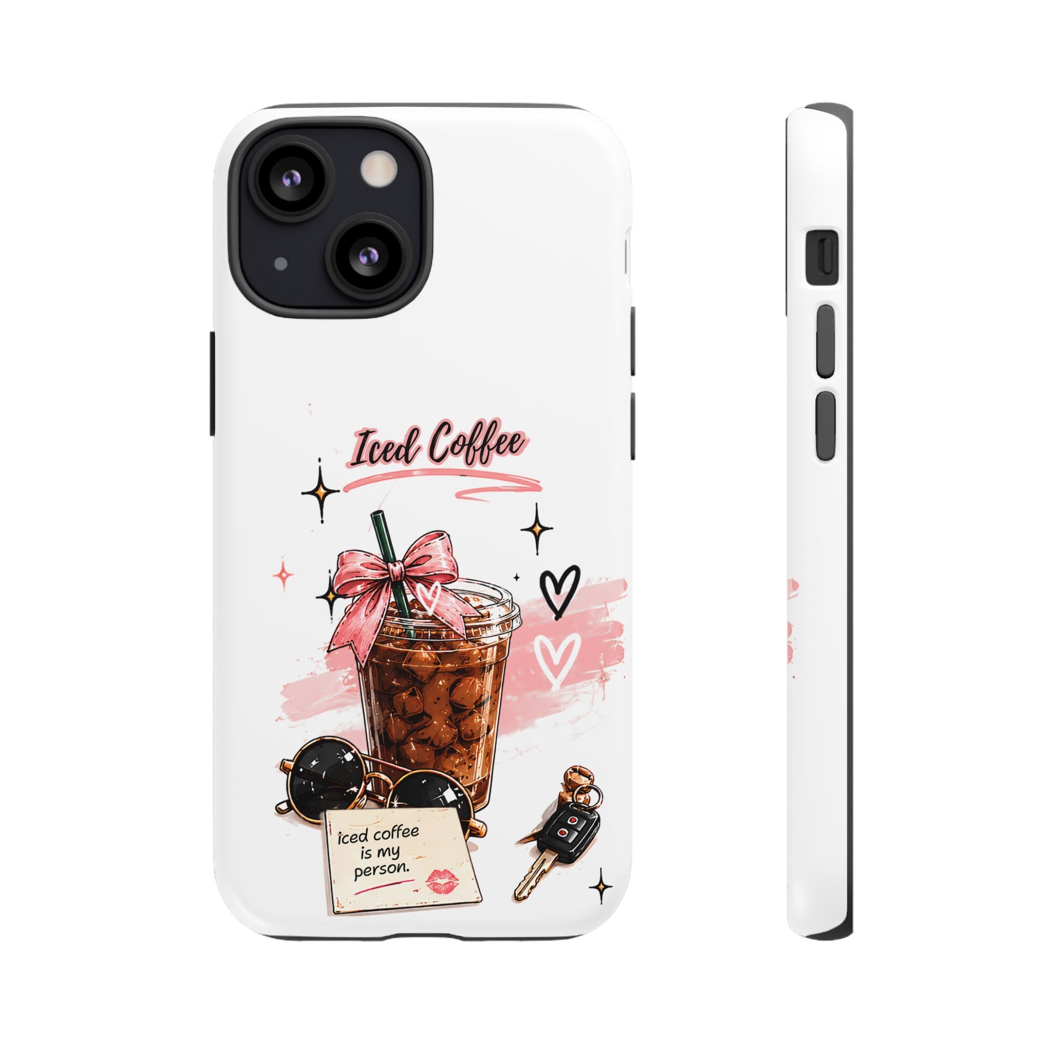 Iced Coffee Phone Case – Cute Pink Boba Design ("Iced coffee is my person")