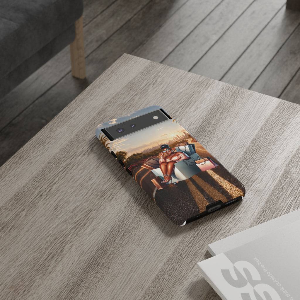Phone Case — Chic Shopper Illustration on Cloud Background