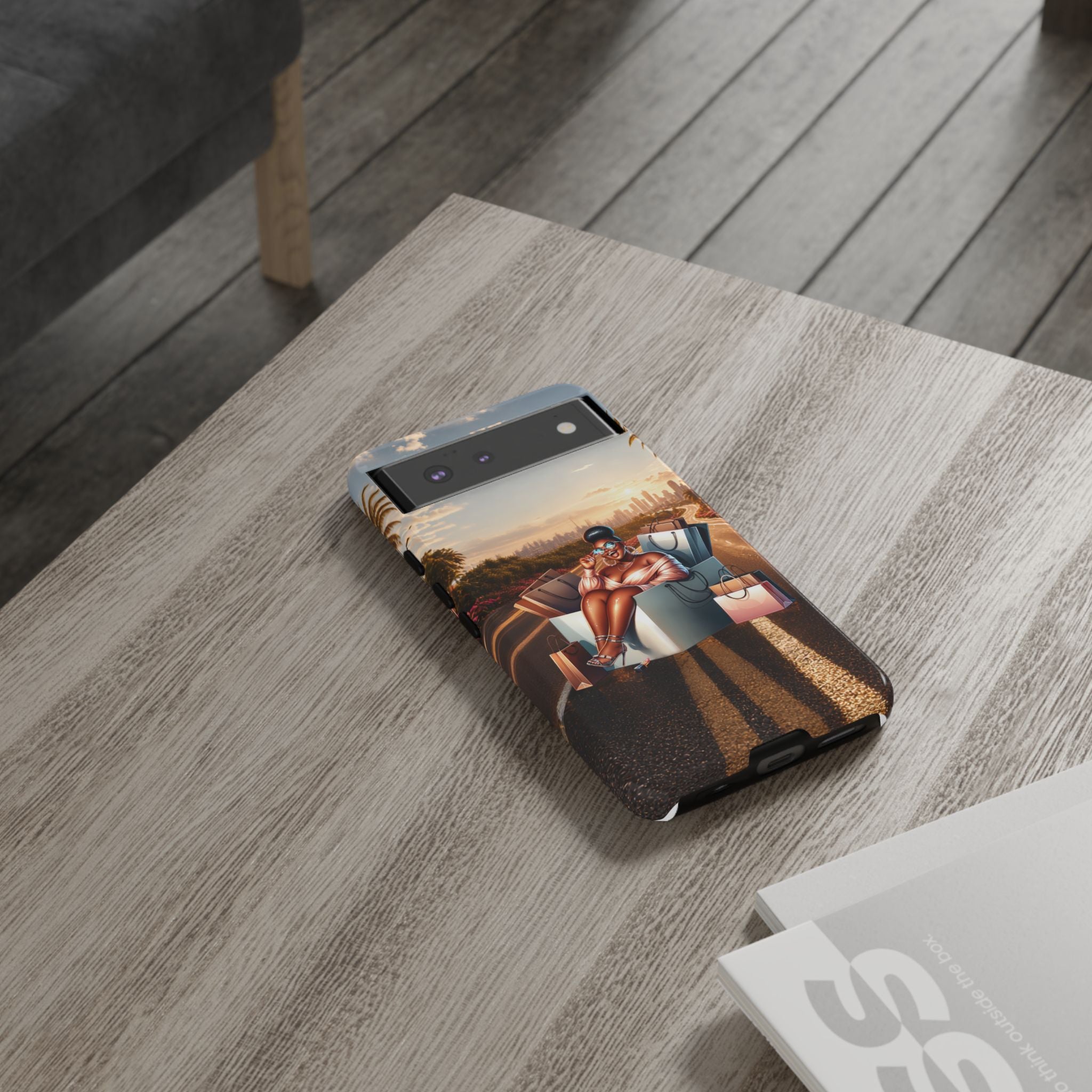 Phone Case — Chic Shopper Illustration on Cloud Background