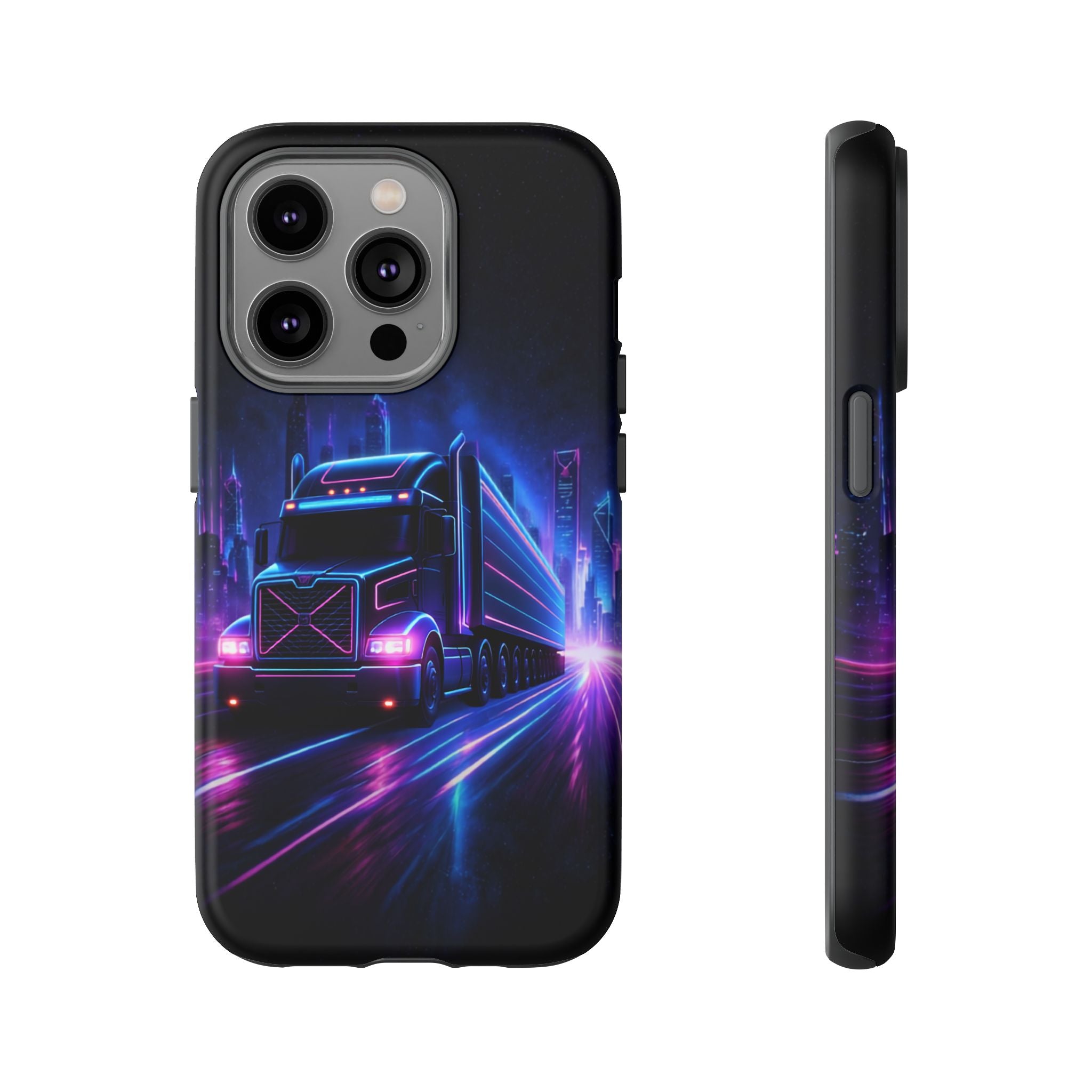 Neon Retro Rig Phone Case — Trucker Semi Truck Nightscape Protective Case