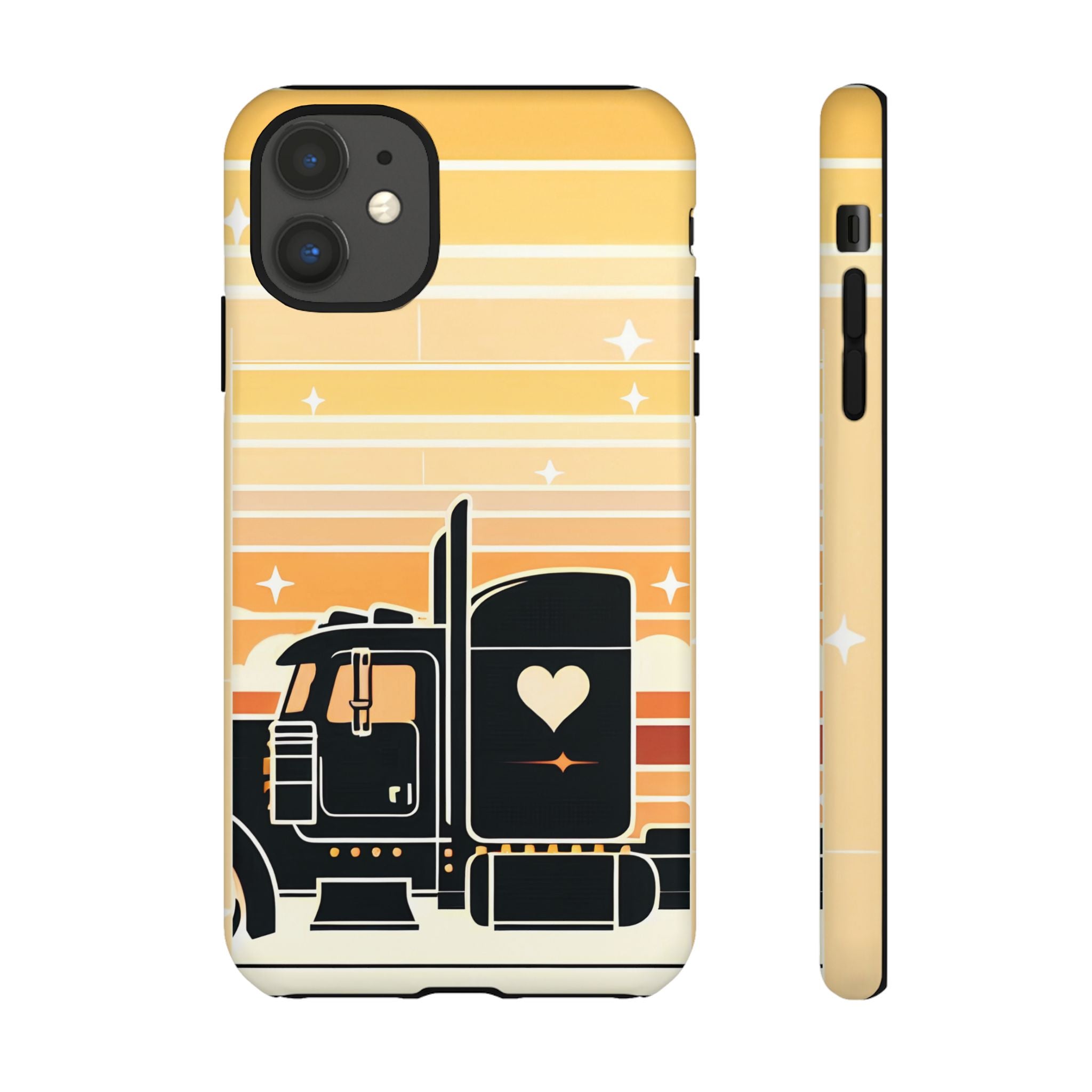 Trucker Heart Phone Case — Retro Semi Truck Protective Phone Cover